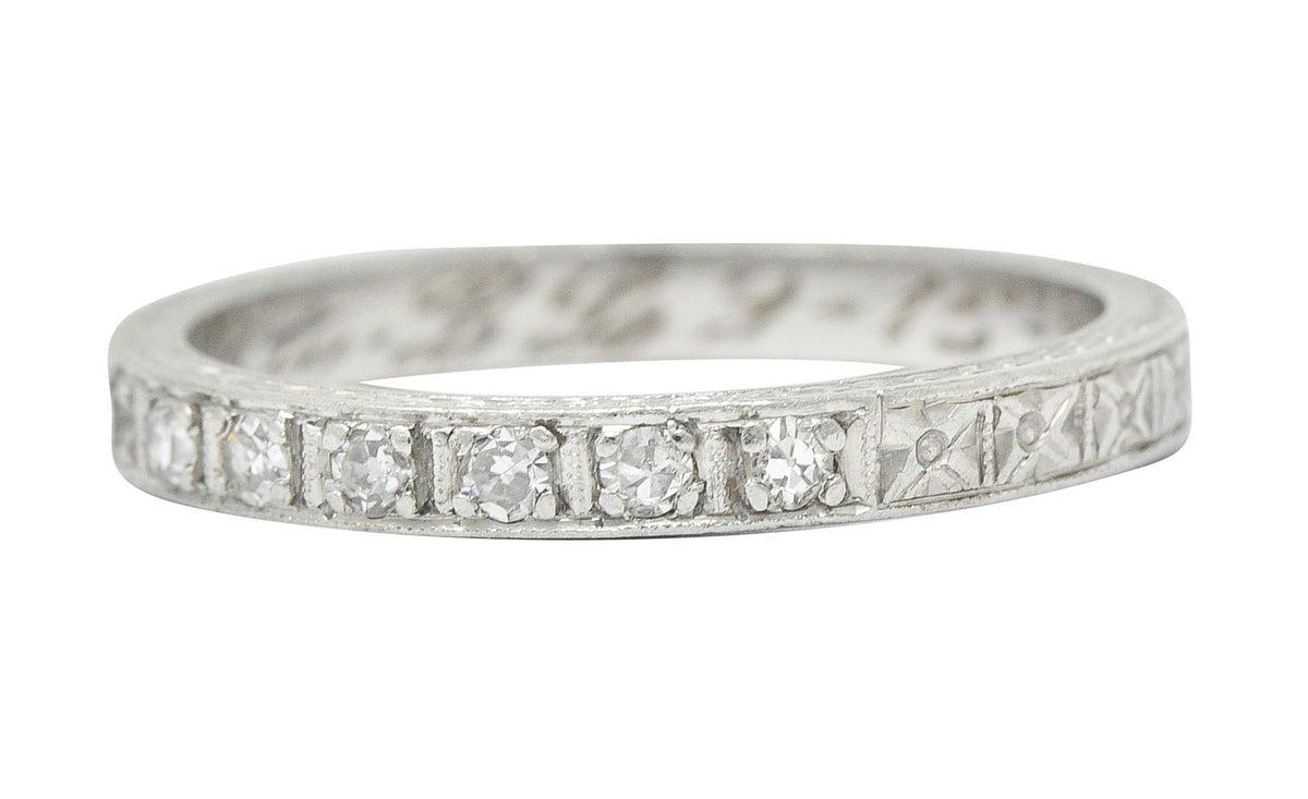 1928 Art Deco Diamond Platinum Orange Blossom Band RingRing - Wilson's Estate Jewelry