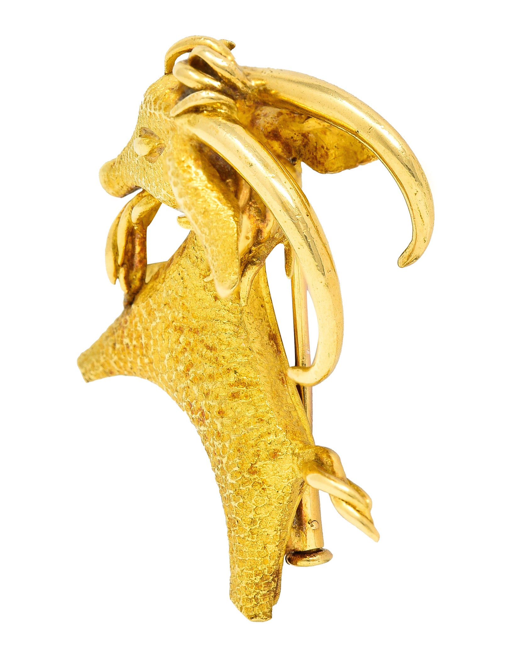Bulgari 1970's 18 Karat Yellow Gold Goat Vintage Georges L'Enfant Brooch Wilson's Estate Jewelry