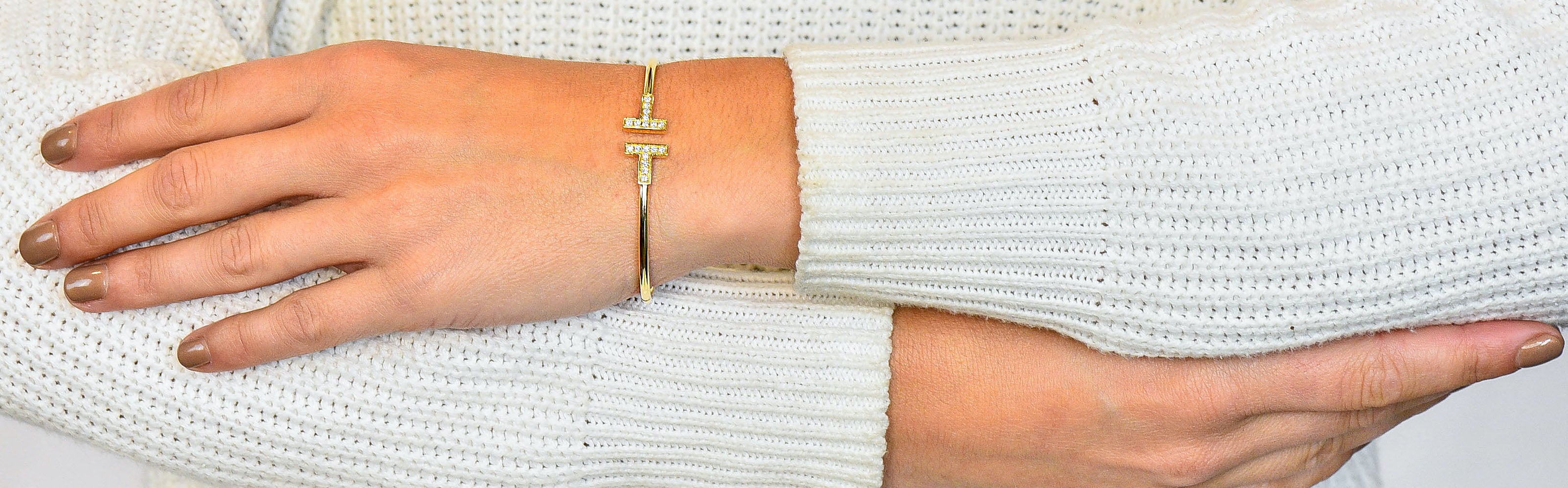 Tiffany & Co. Diamond 18 Karat Gold Tiffany T Flexible Cuff Braceletbracelet - Wilson's Estate Jewelry
