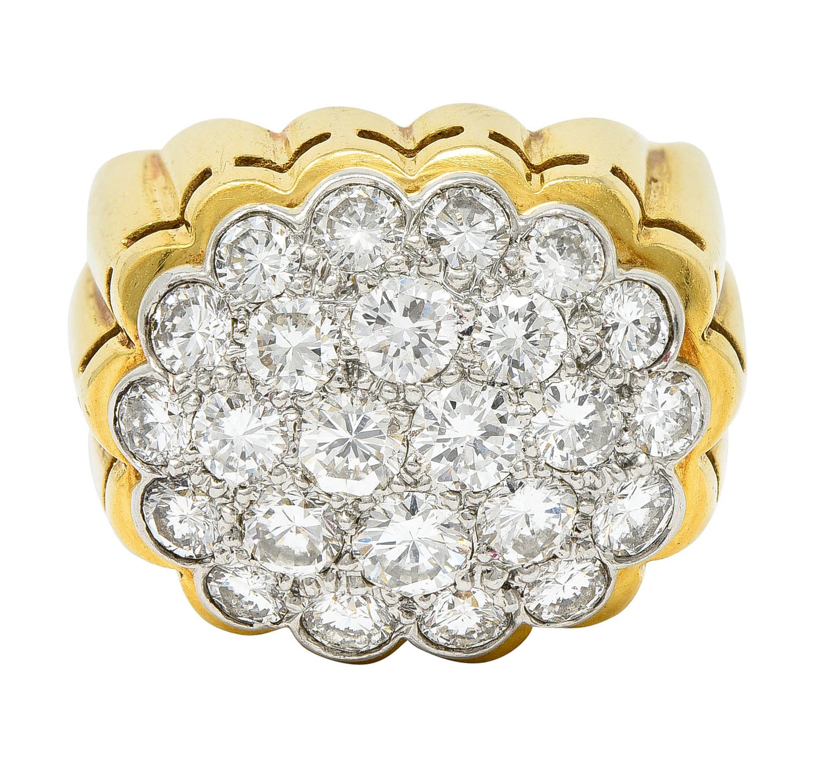 Van Cleef & Arpels 1970's 2.65 CTW Pave Diamond Platinum 18 Karat Gold Band RingRing - Wilson's Estate Jewelry