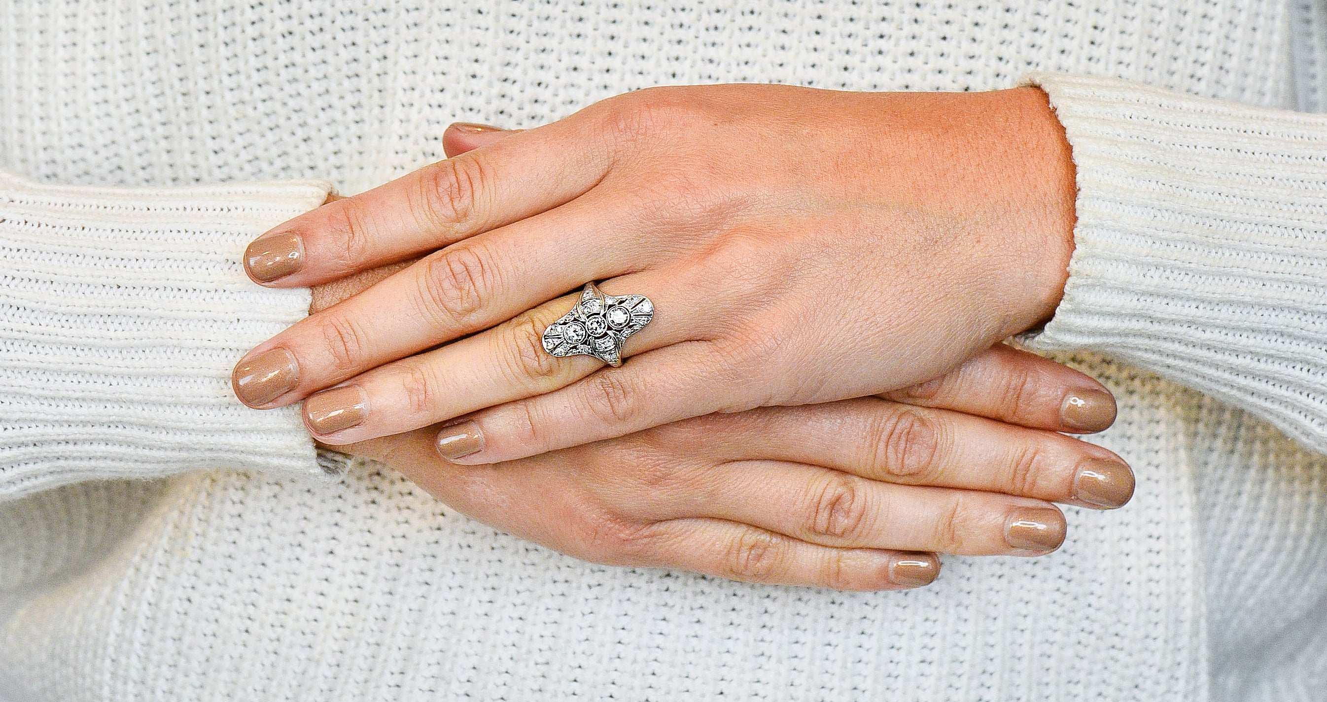 Art Deco 1.25 CTW Diamond Platinum Dinner RingRing - Wilson's Estate Jewelry