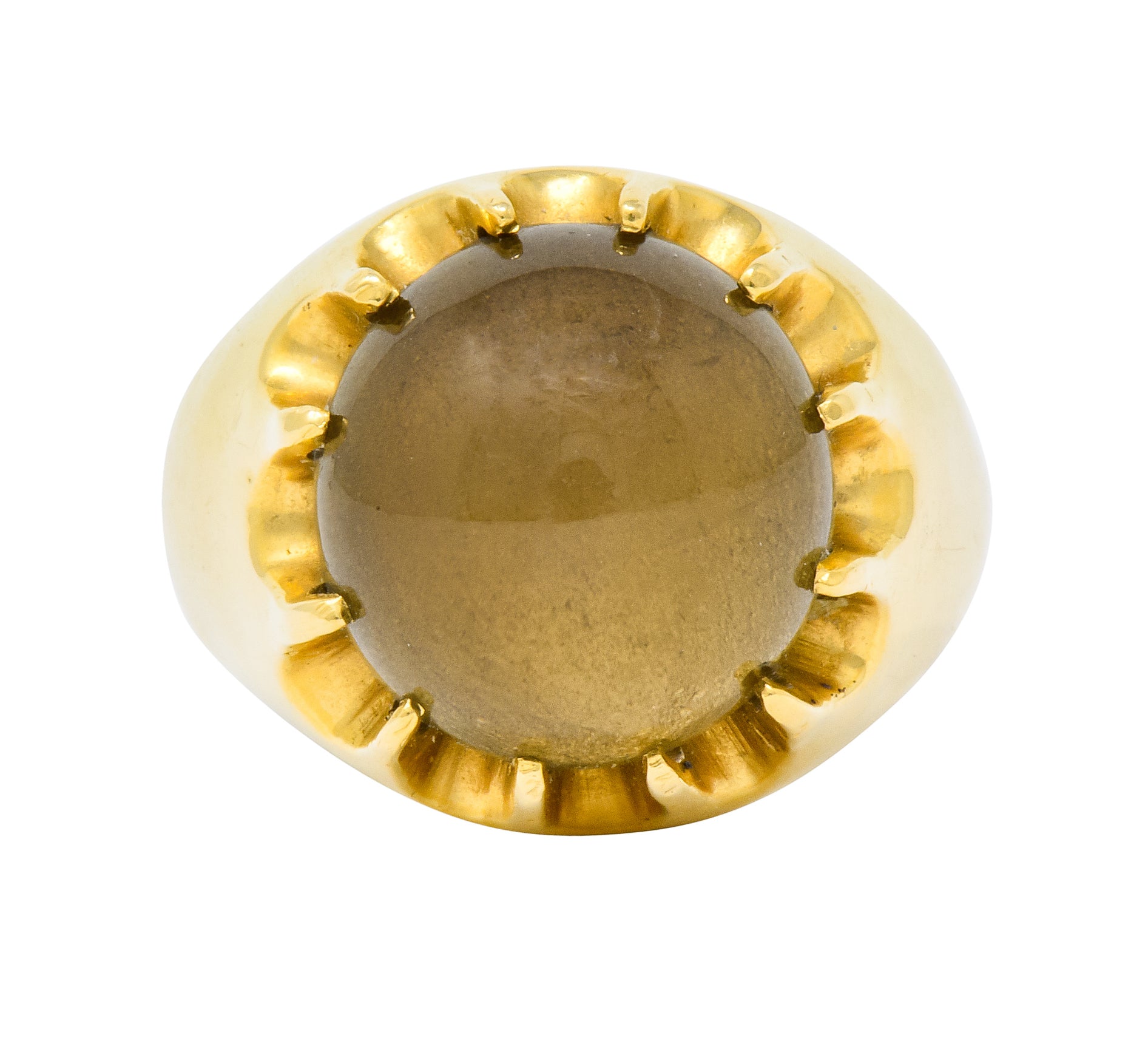 1960's Vintage Star Quartz 18 Karat Gold Belcher Set Statement Ring - Wilson's Estate Jewelry