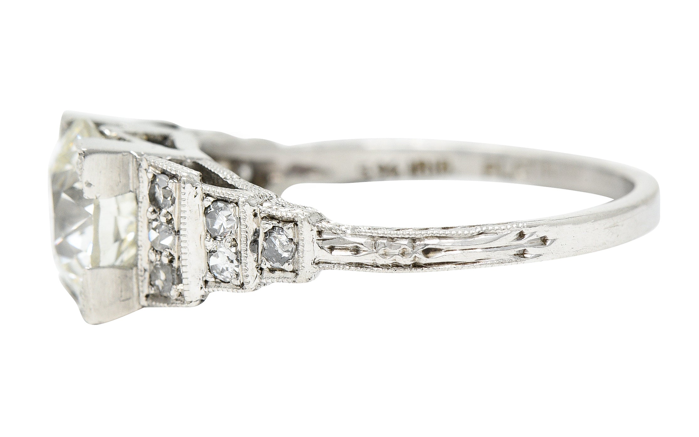 Art Deco Old European 1.82 CTW Diamond Platinum Stepped Engagement Ring GIA Wilson's Estate Jewelry