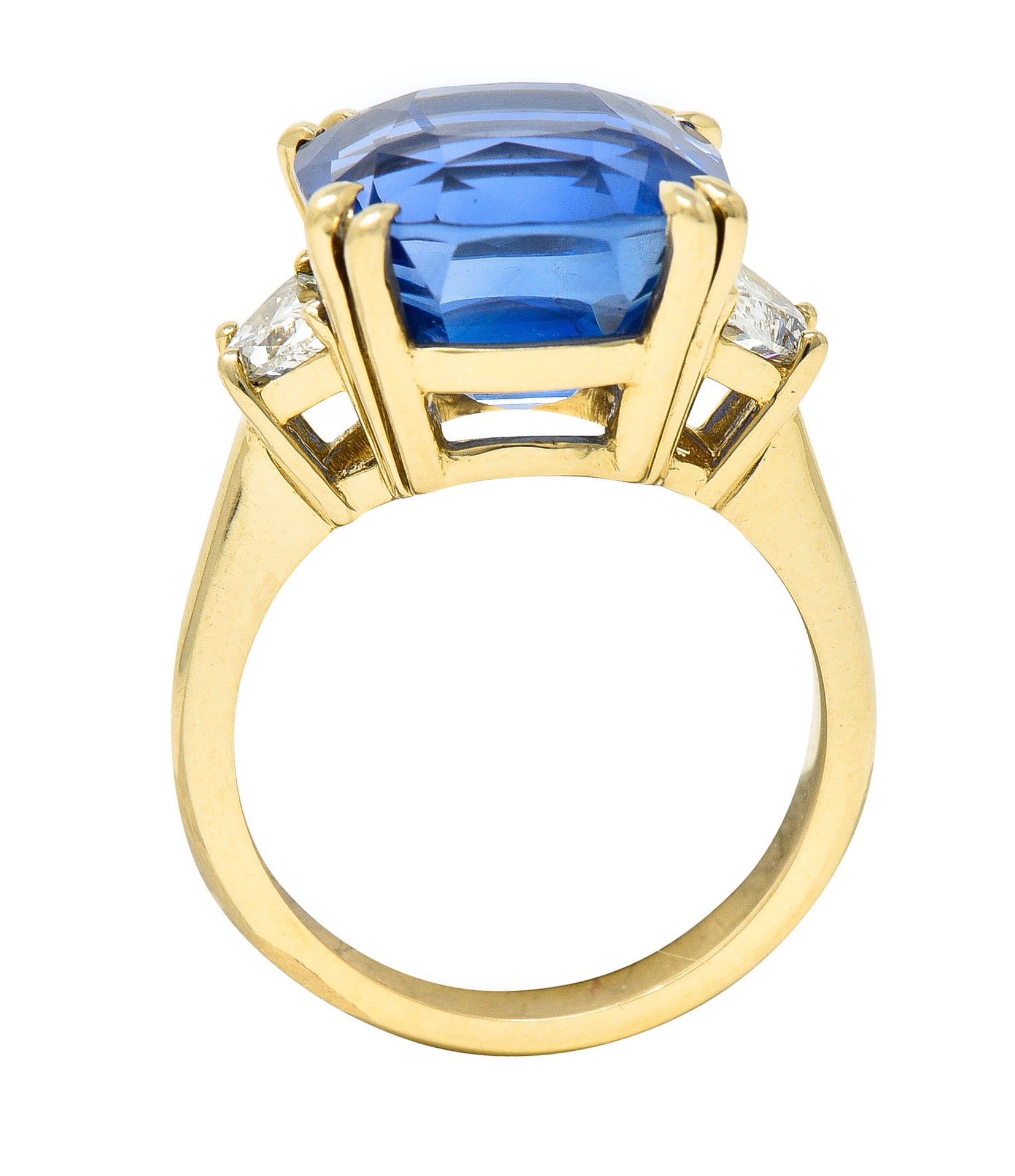 Vivid 11.25 CTW Ceylon No Heat Sapphire Diamond 14 Karat Gold Statement Ring AGLRing - Wilson's Estate Jewelry