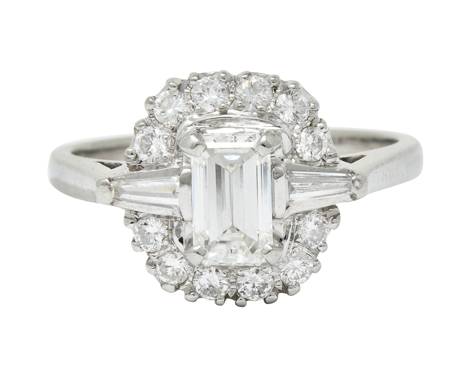 1950's Mid-Century 1.21 CTW Diamond Platinum Cluster RingRing - Wilson's Estate Jewelry