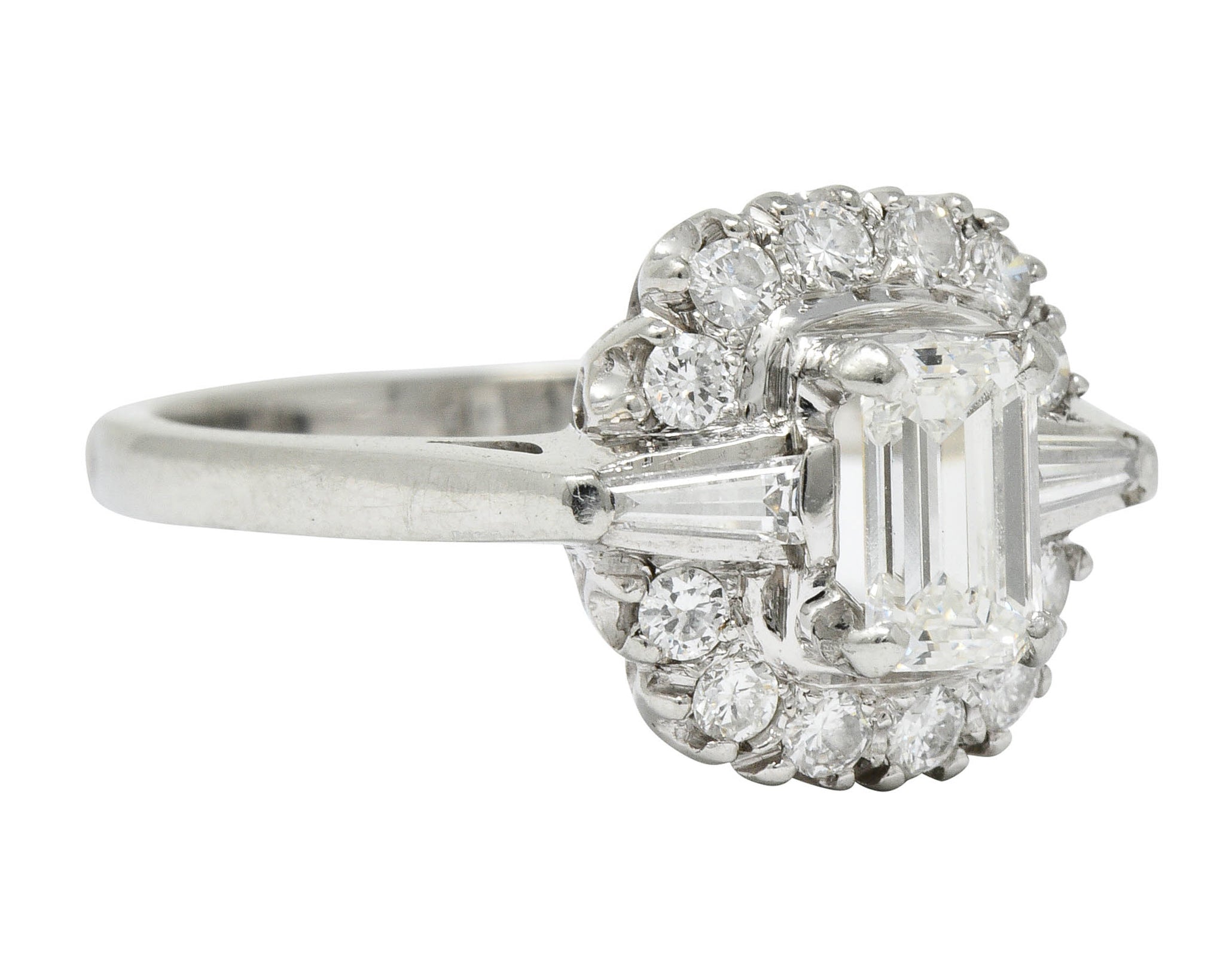 1950's Mid-Century 1.21 CTW Diamond Platinum Cluster RingRing - Wilson's Estate Jewelry
