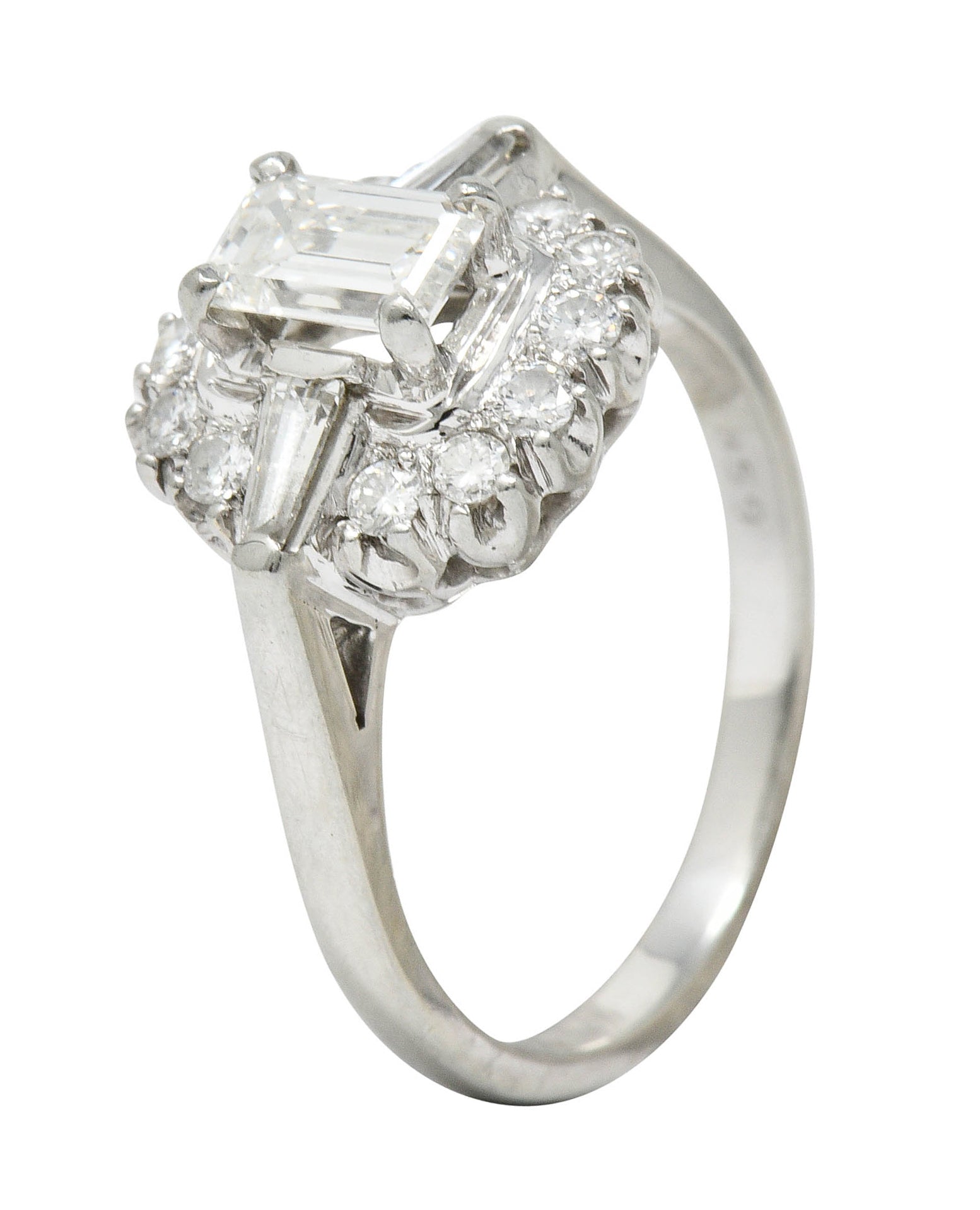 1950's Mid-Century 1.21 CTW Diamond Platinum Cluster RingRing - Wilson's Estate Jewelry