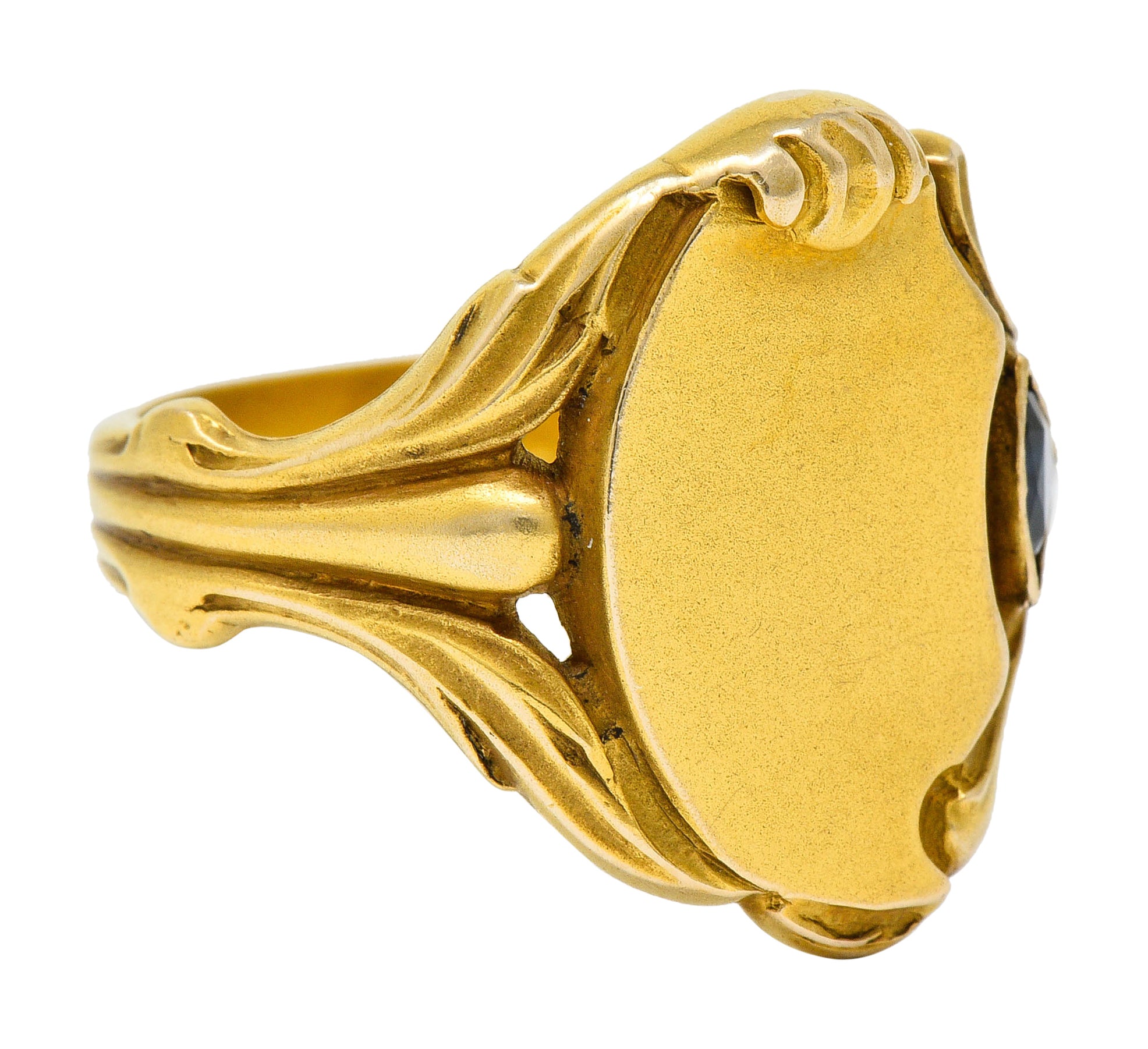 Art Nouveau Sapphire 14 Karat Gold Signet RingRing - Wilson's Estate Jewelry