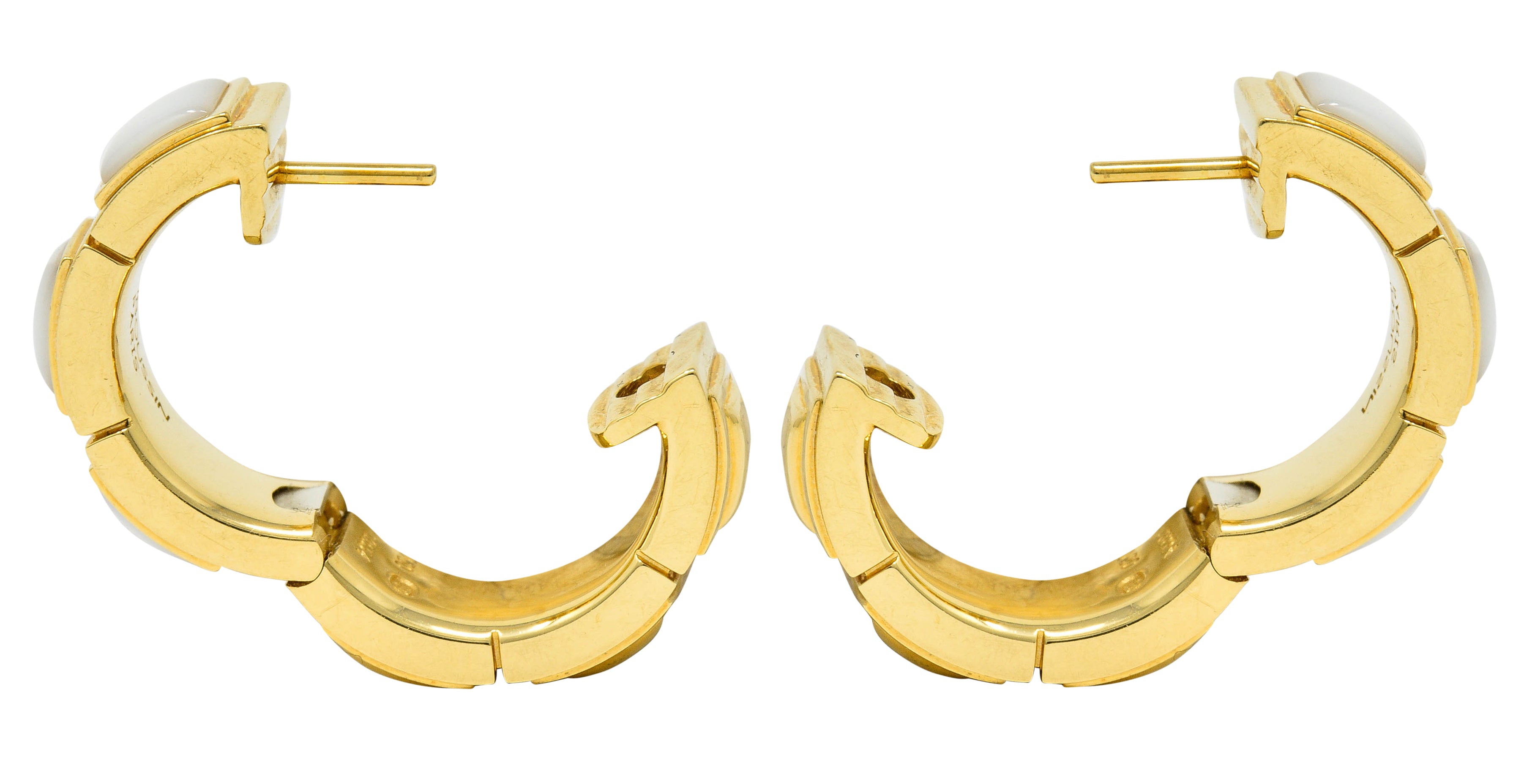 Mauboussin Paris Mother-Of-Pearl 18 Karat Gold 20 MM Huggie EarringsEarrings - Wilson's Estate Jewelry