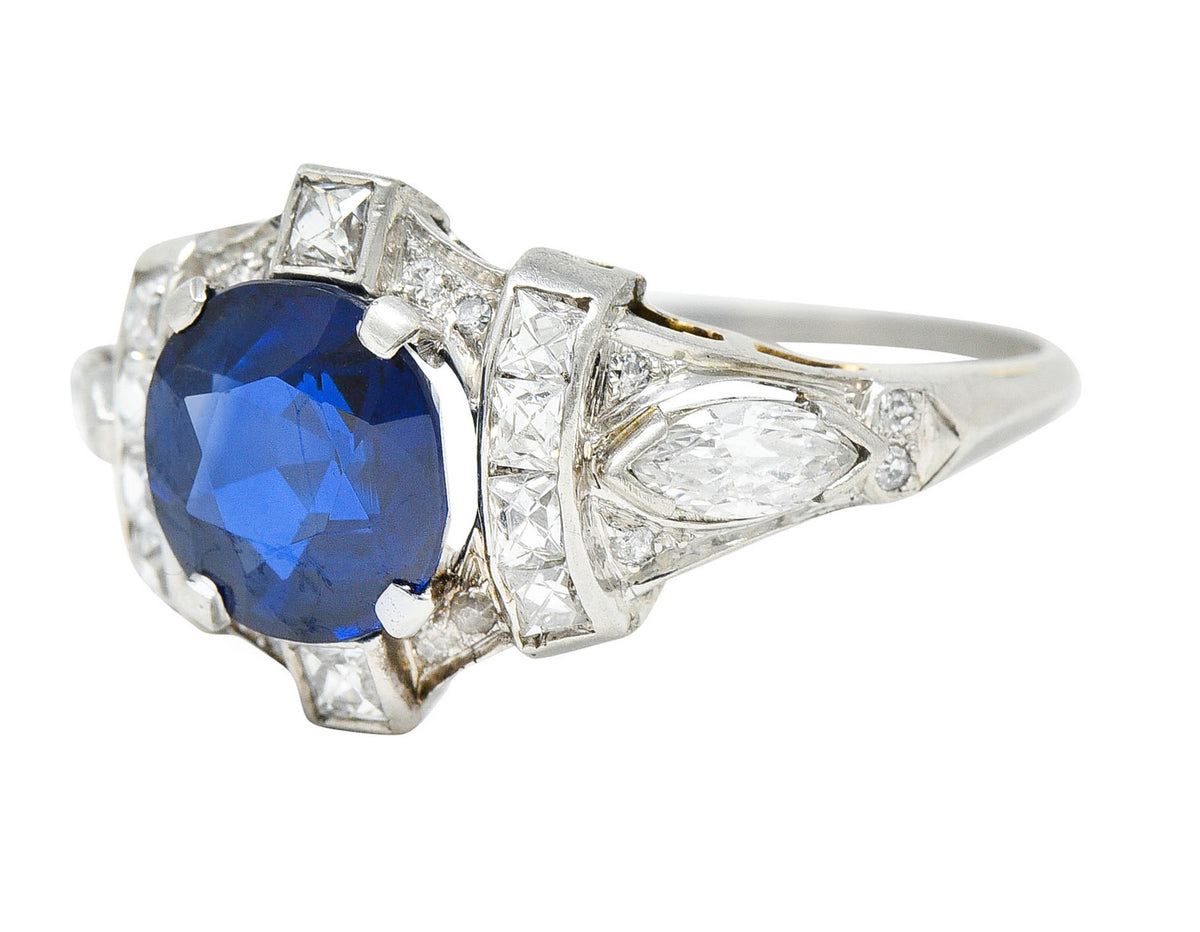 1930's Art Deco 2.95 CTW Sapphire Diamond Platinum Dinner RingRing - Wilson's Estate Jewelry