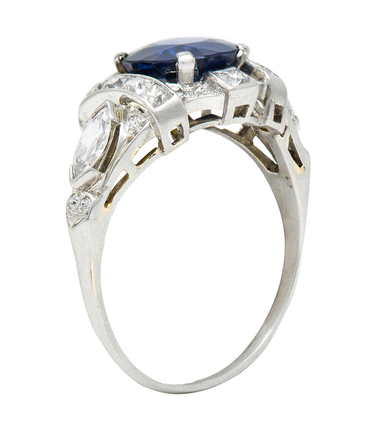 1930's Art Deco 2.95 CTW Sapphire Diamond Platinum Dinner RingRing - Wilson's Estate Jewelry