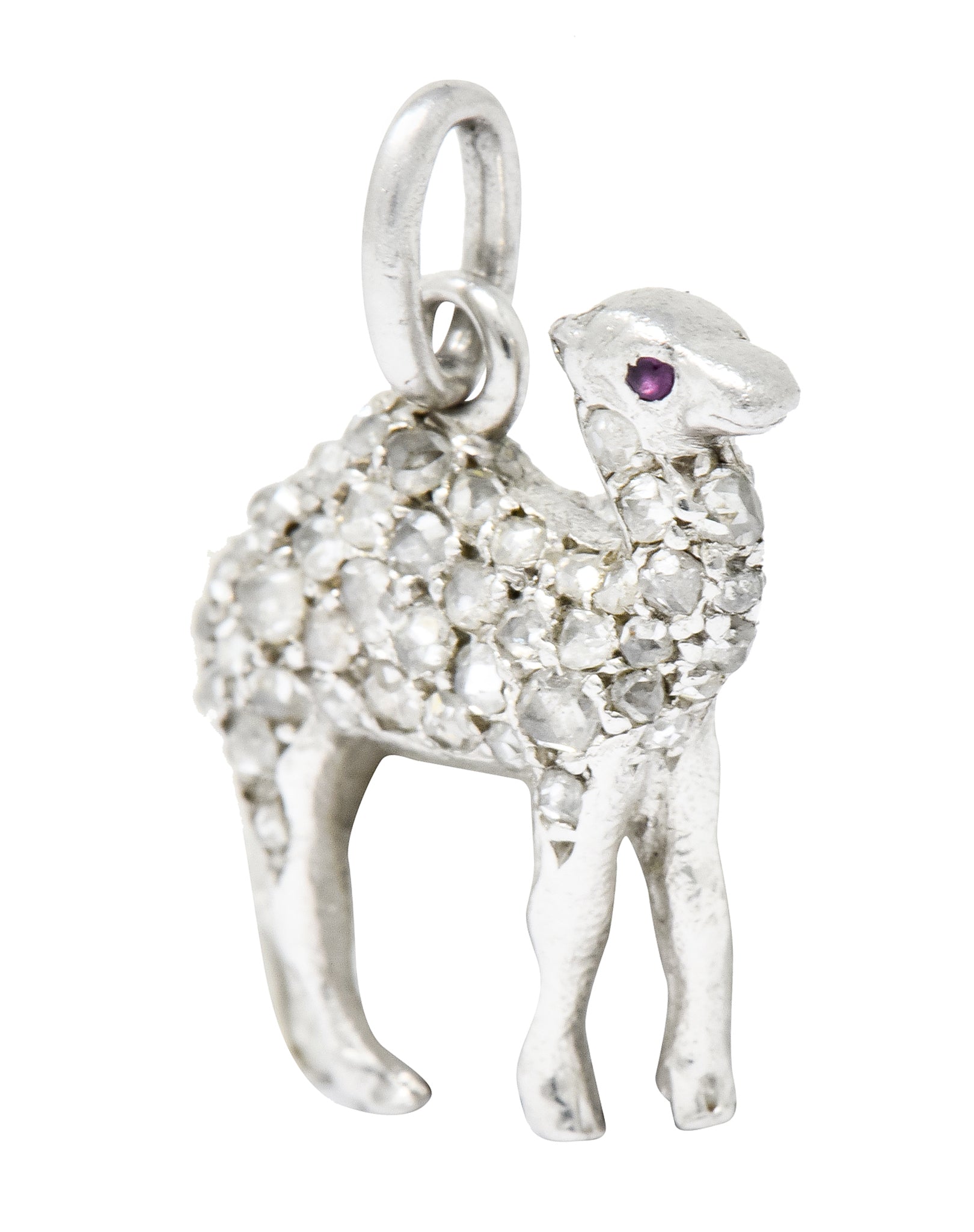 French Cartier Edwardian Rose Cut Diamond Platinum Camel Charm - Wilson's Estate Jewelry