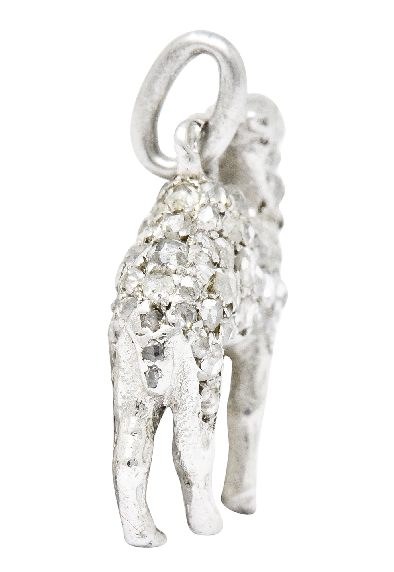 French Cartier Edwardian Rose Cut Diamond Platinum Camel Charm - Wilson's Estate Jewelry