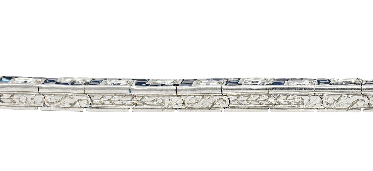Oscar Heyman 8.45 CTW Sapphire Diamond Platinum Line Bracelet Circa 1950bracelet - Wilson's Estate Jewelry