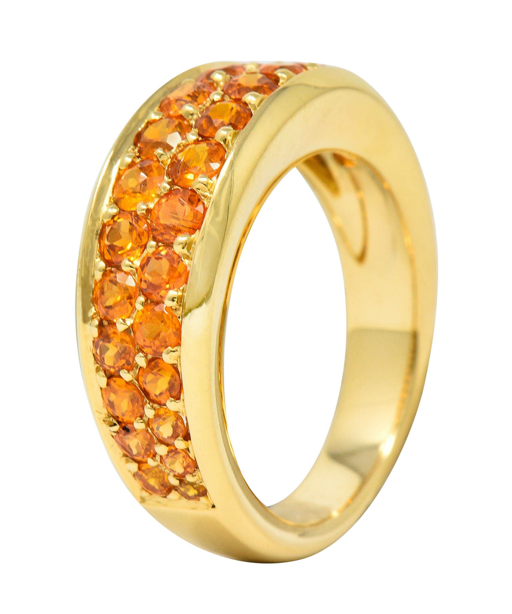 Mauboussin Paris 1.95 CTW Orange Sapphire 18 Karat Gold Pave Band RingRing - Wilson's Estate Jewelry