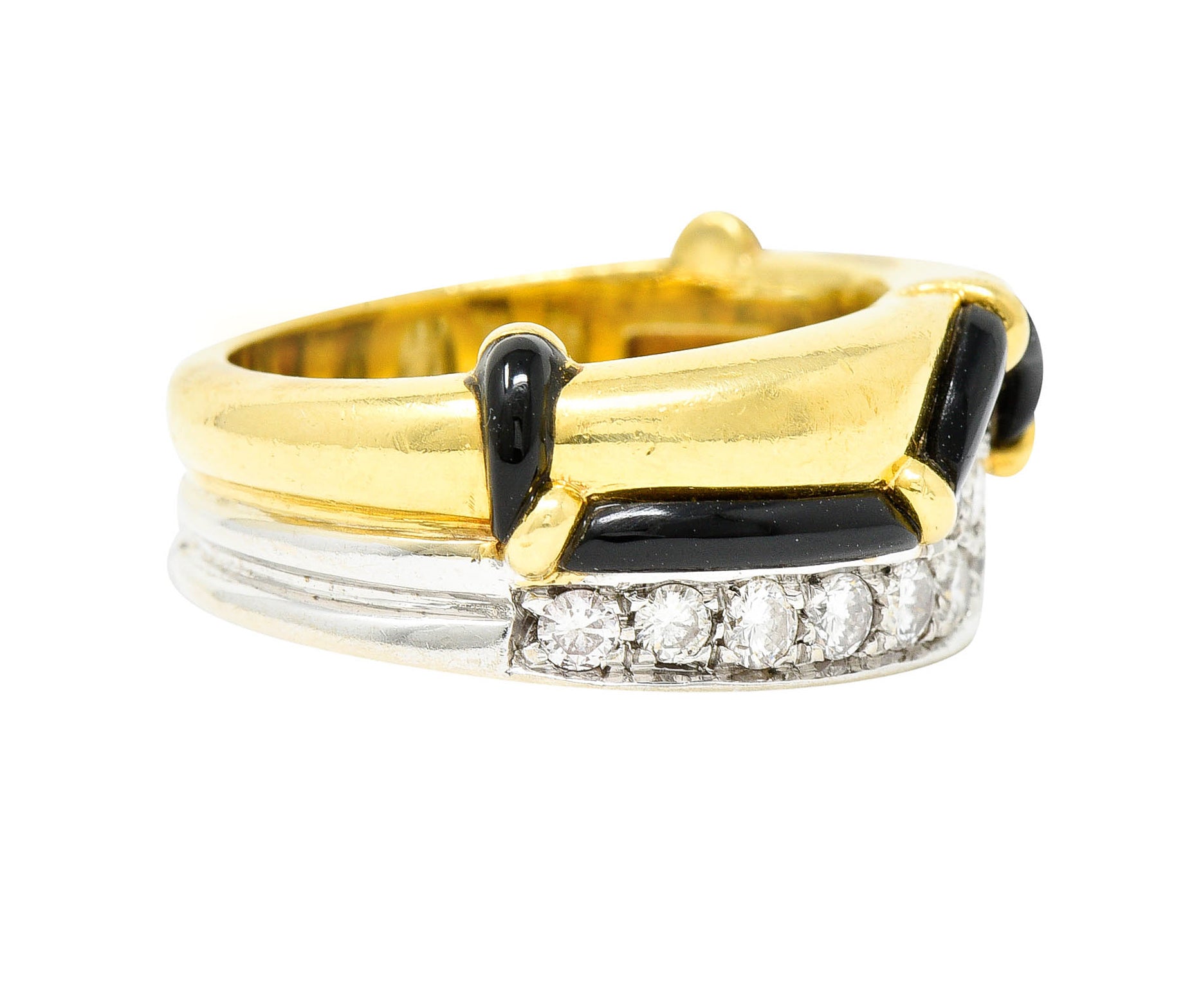 H. Stern Onyx 0.75 CTW Diamond 18 Karat Two-Tone Band RingRing - Wilson's Estate Jewelry