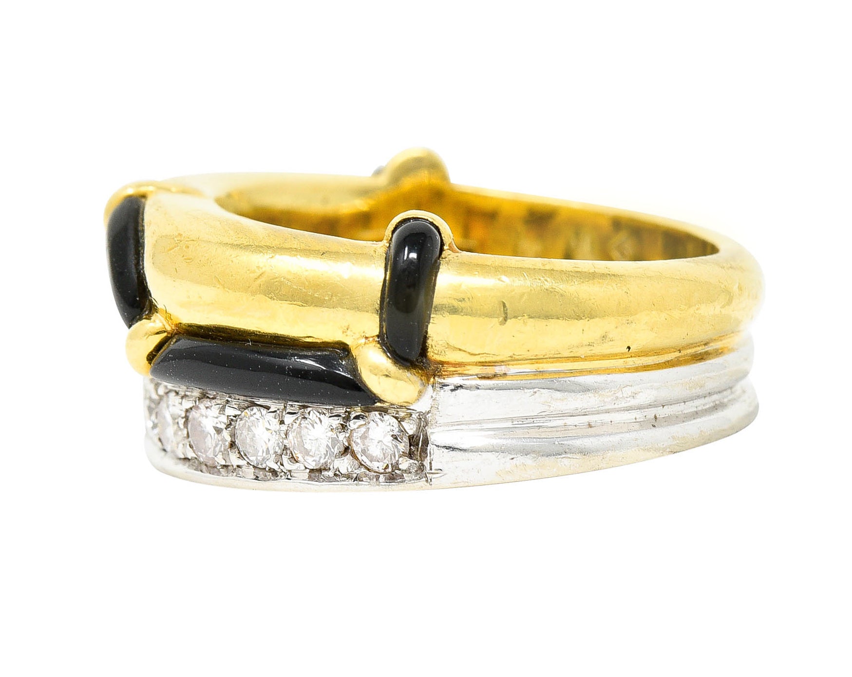 H. Stern Onyx 0.75 CTW Diamond 18 Karat Two-Tone Band RingRing - Wilson's Estate Jewelry
