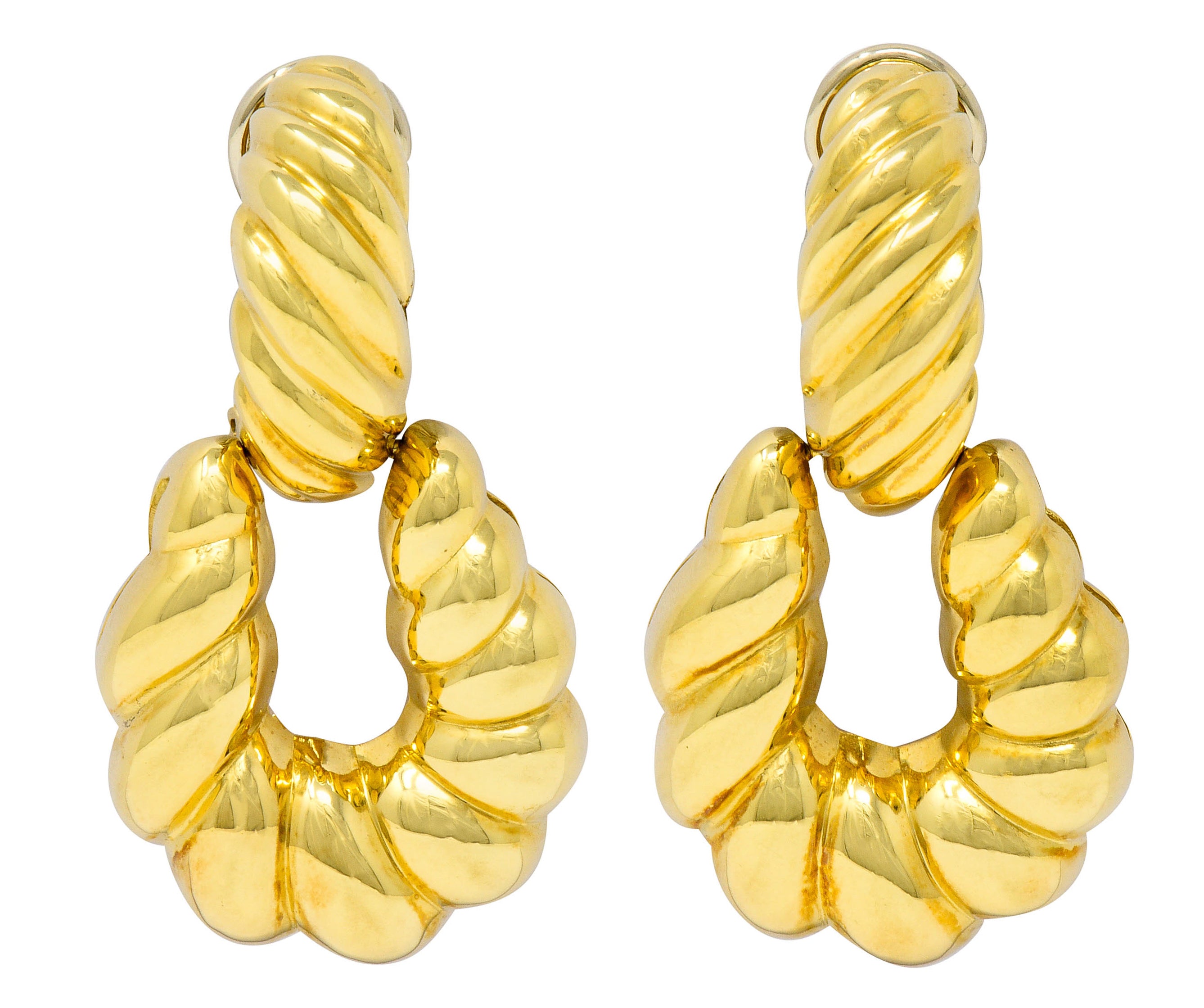 Tiffany & Co. 18 Karat Gold Ribbed Doorknocker Ear-Clip EarringsEarrings - Wilson's Estate Jewelry