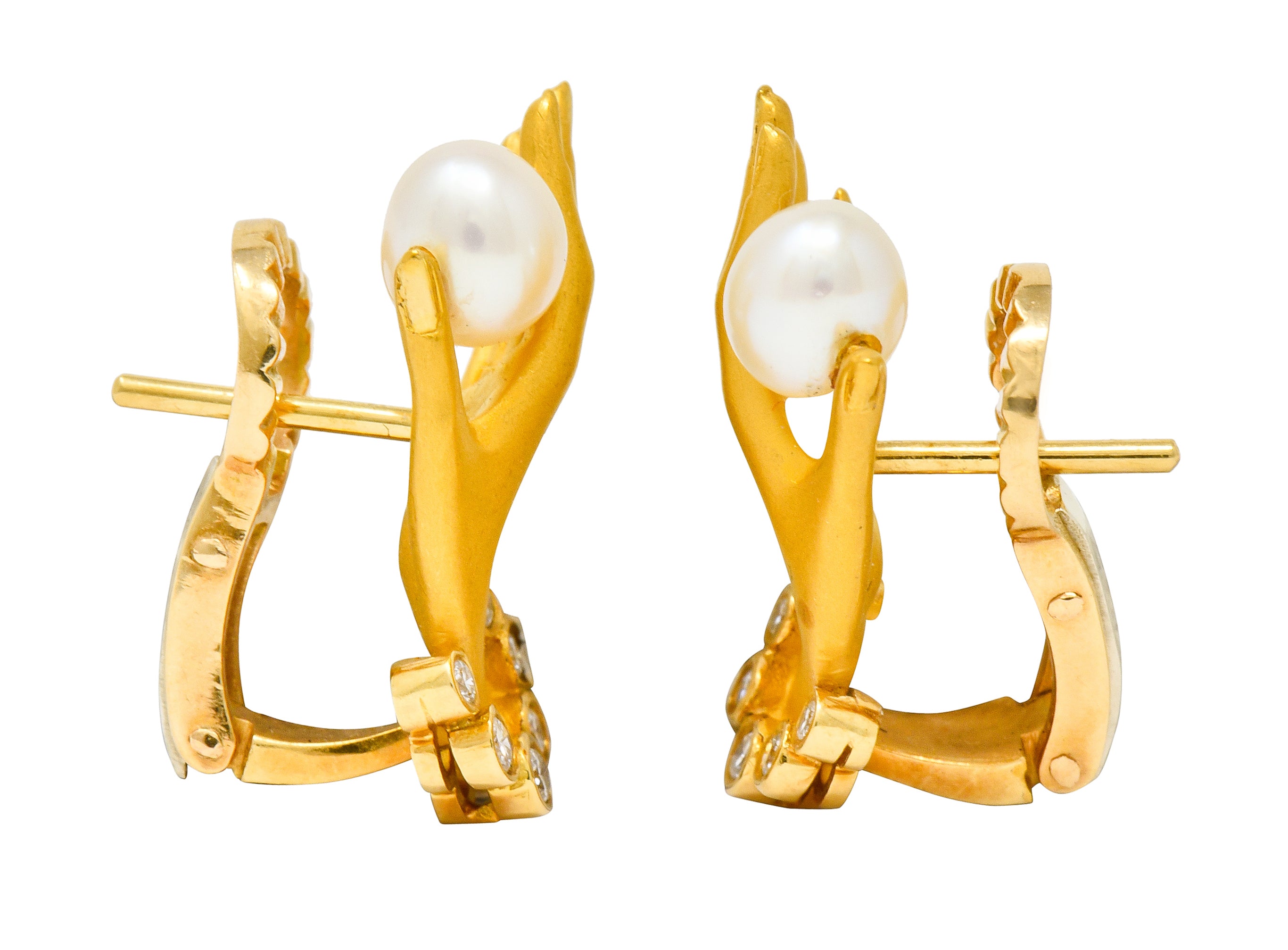 Carrera Y Carrera Diamond Pearl 18 Karat Gold Las Manos Hand Earrings - Wilson's Estate Jewelry