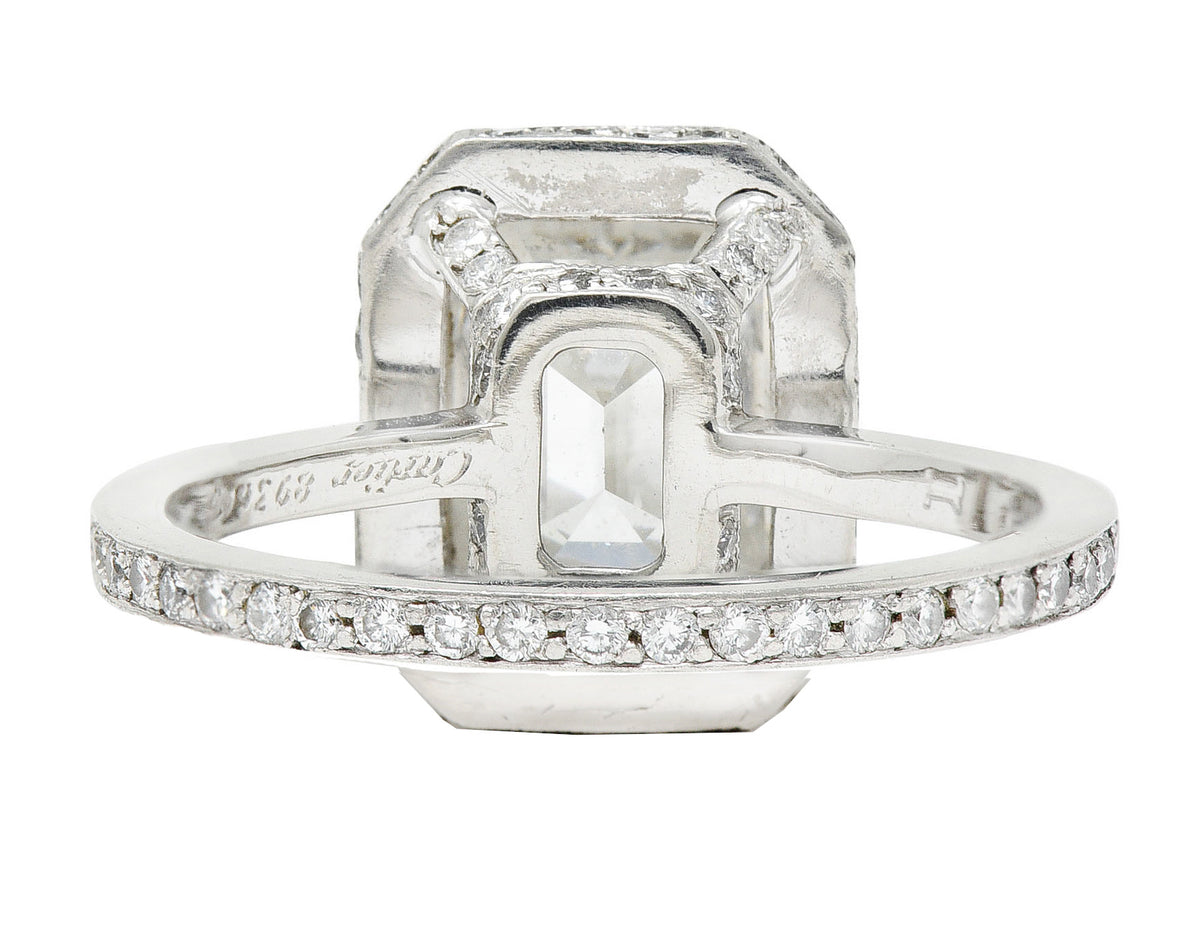 Cartier 3.82 CTW Emerald Cut Diamond Platinum Halo Engagement Ring GIARing - Wilson's Estate Jewelry