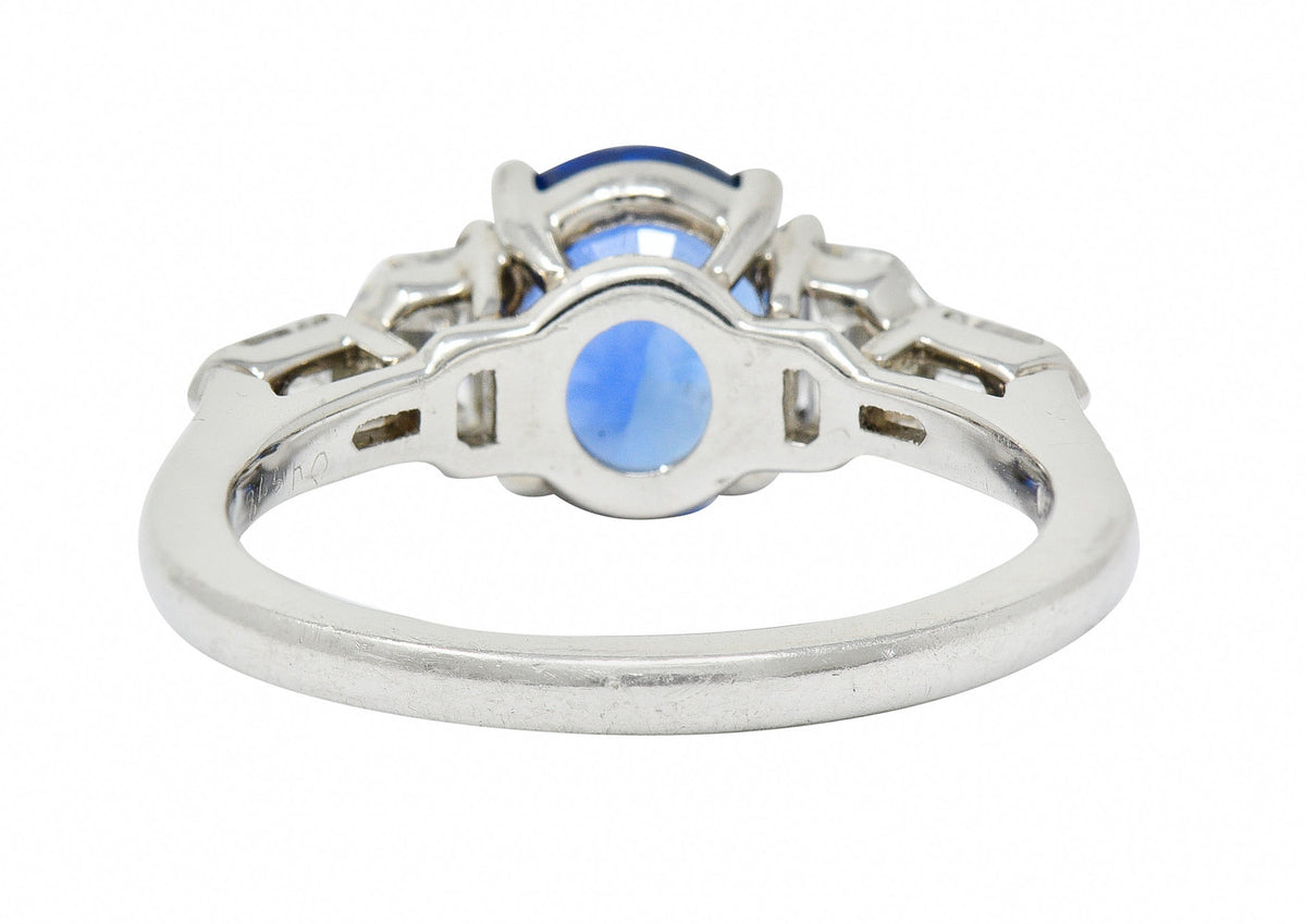 Raymond Yard 3.20 CTW No Heat Sapphire Diamond Platinum Ring GIARing - Wilson's Estate Jewelry