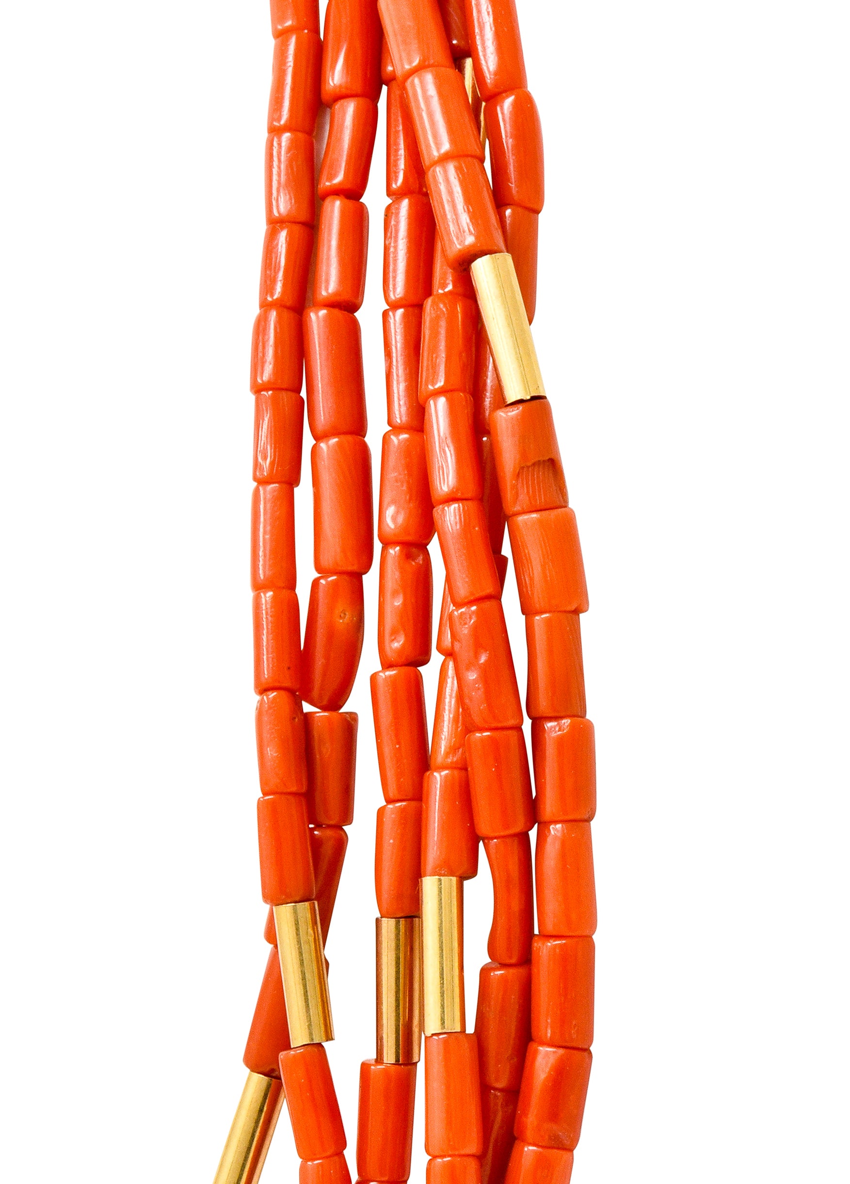 Van Cleef & Arpels Coral 14 Karat Gold Vintage Multi-Strand Necklace - Wilson's Estate Jewelry