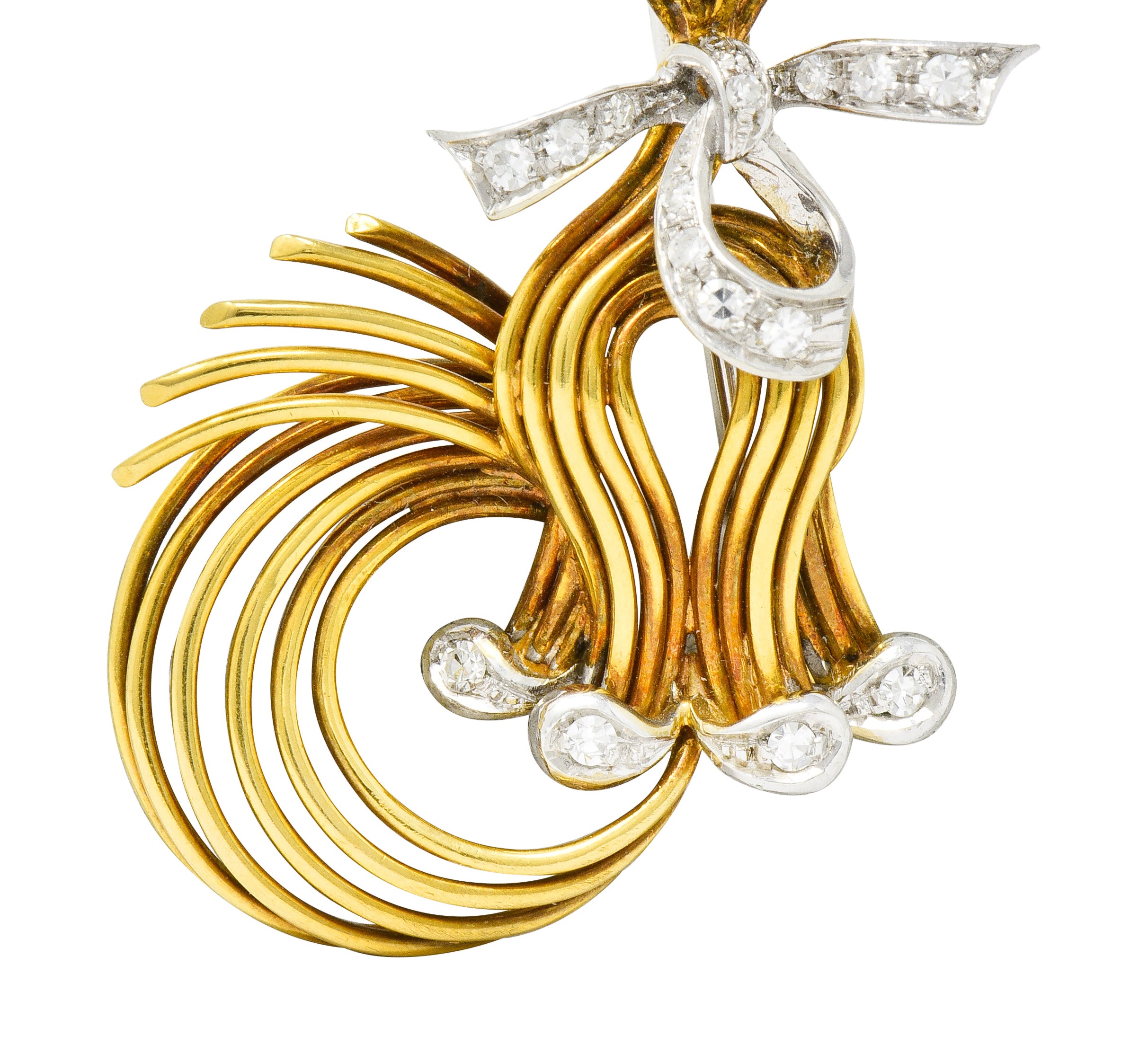 Spitzer & Furman Vintage Diamond Emerald Platinum 18 Karat Gold Cat Brooch - Wilson's Estate Jewelry