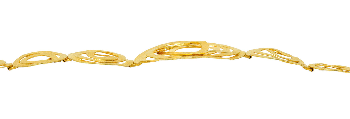 Italian 18 Karat Matte Gold Hammered Circle Braceletbracelet - Wilson's Estate Jewelry