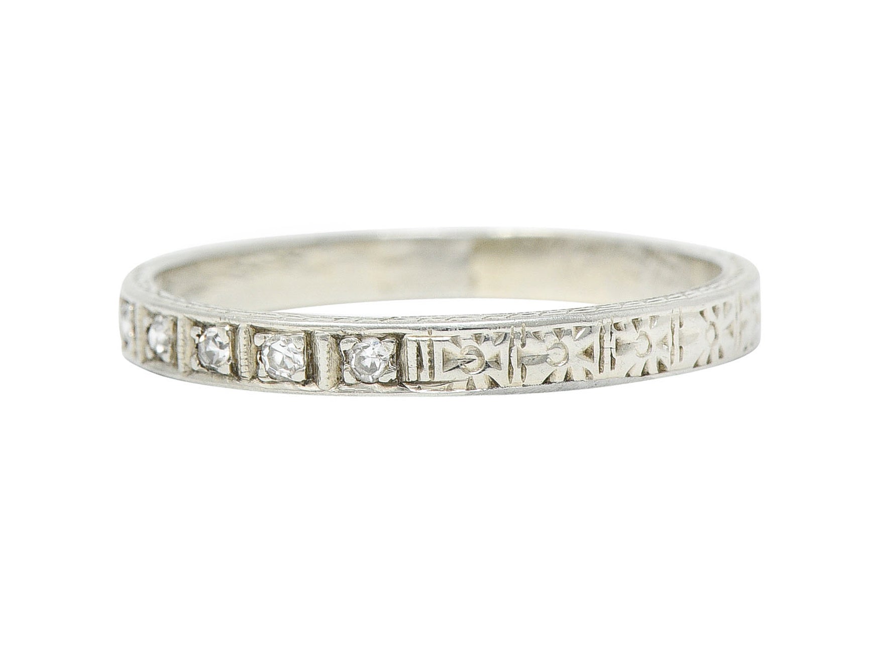 Art Deco Diamond 18 Karat White Gold Orange Blossom Band RingRing - Wilson's Estate Jewelry