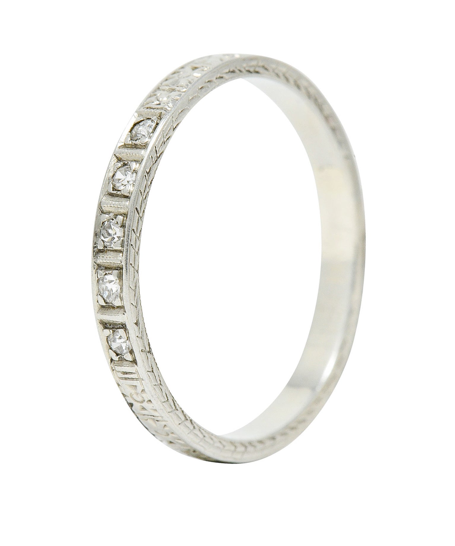Art Deco Diamond 18 Karat White Gold Orange Blossom Band RingRing - Wilson's Estate Jewelry