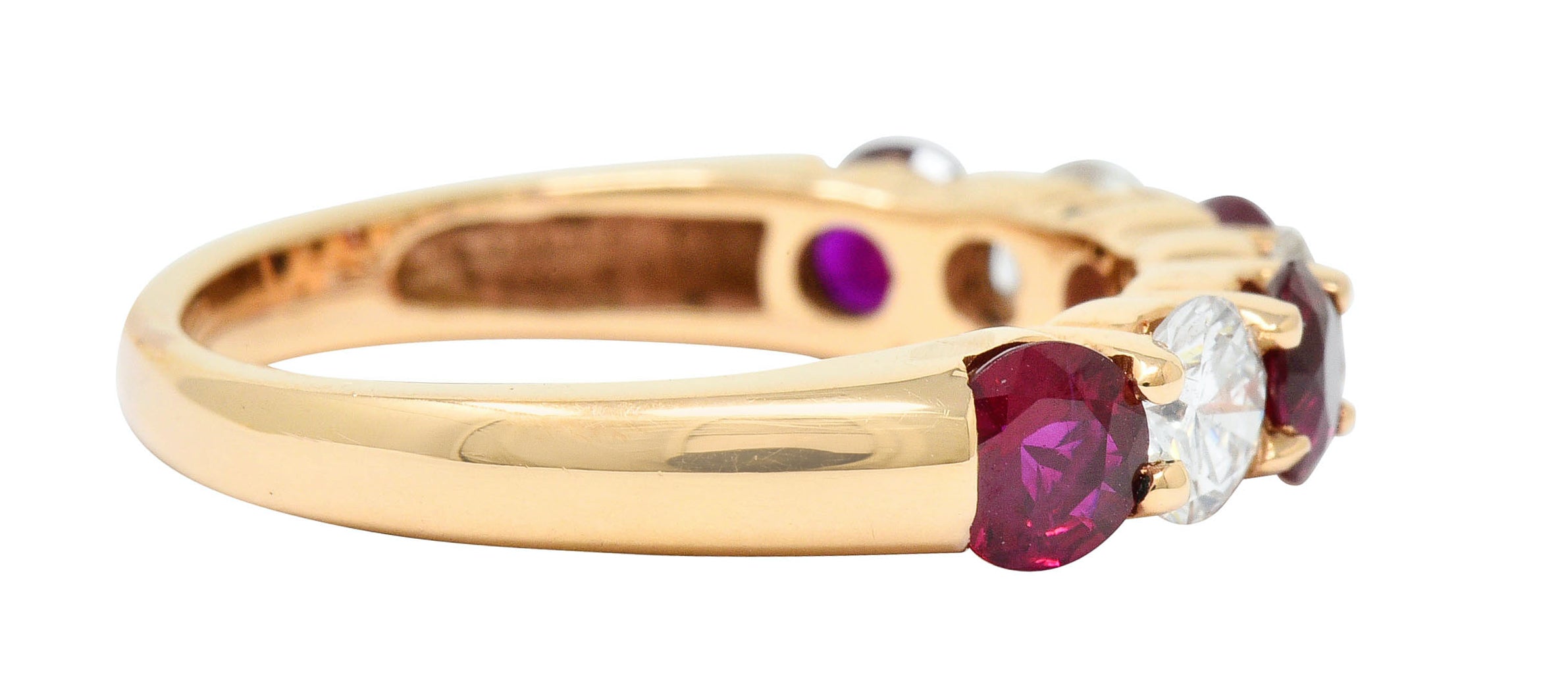 Vintage 1.92 CTW Diamond Ruby 18 Karat Rose Gold Band RingRing - Wilson's Estate Jewelry