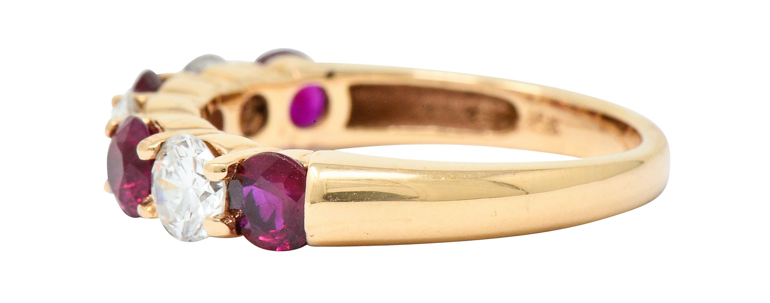 Vintage 1.92 CTW Diamond Ruby 18 Karat Rose Gold Band RingRing - Wilson's Estate Jewelry