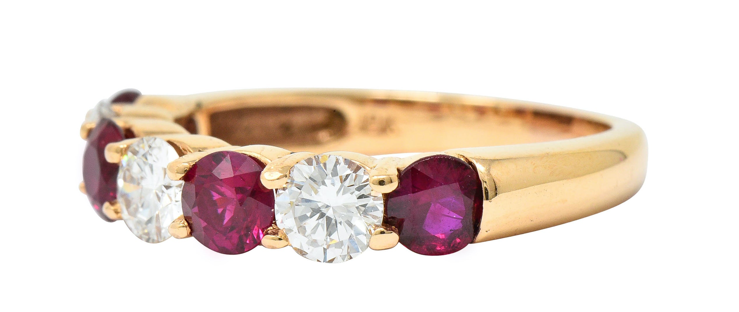 Vintage 1.92 CTW Diamond Ruby 18 Karat Rose Gold Band RingRing - Wilson's Estate Jewelry