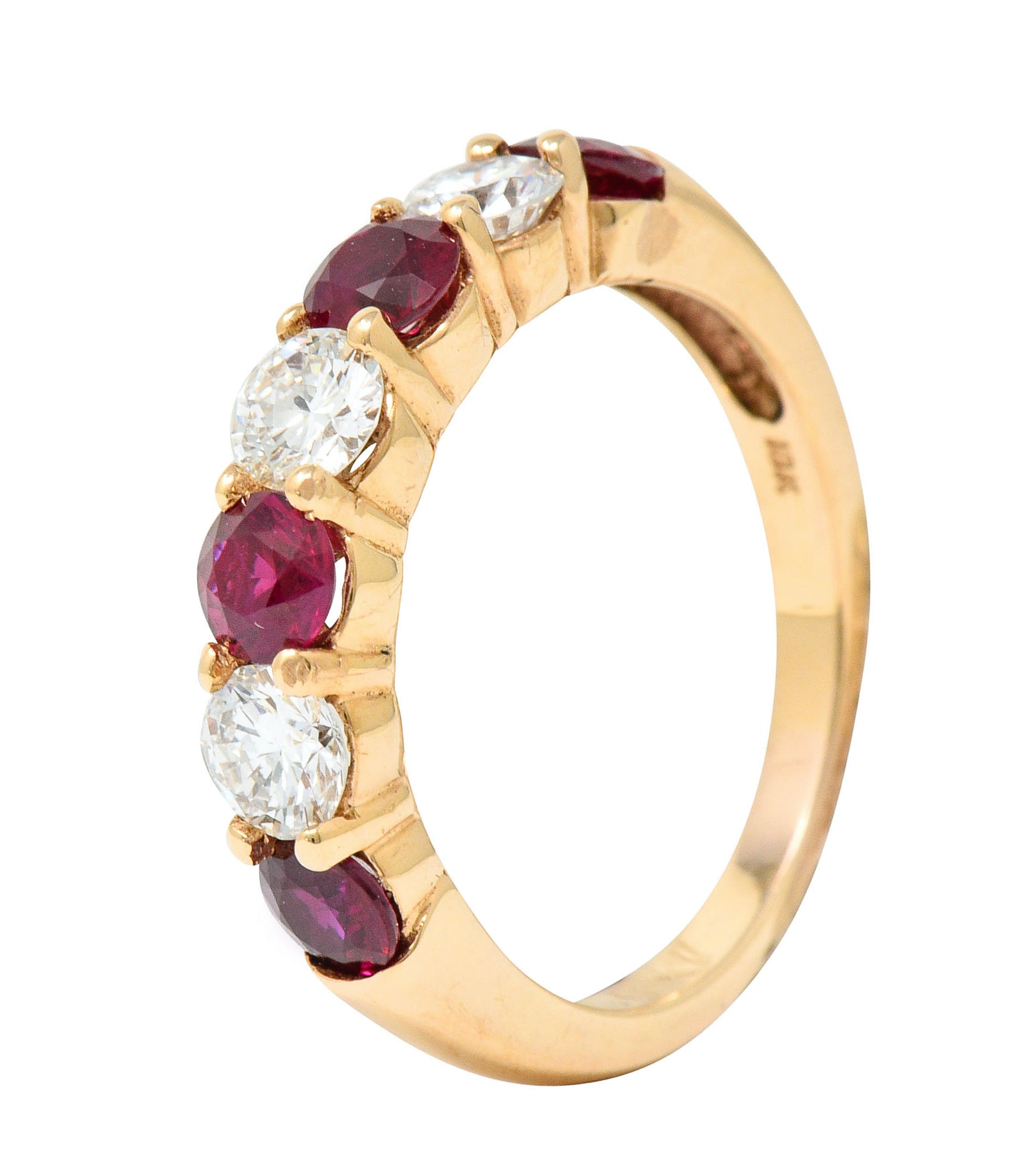 Vintage 1.92 CTW Diamond Ruby 18 Karat Rose Gold Band RingRing - Wilson's Estate Jewelry