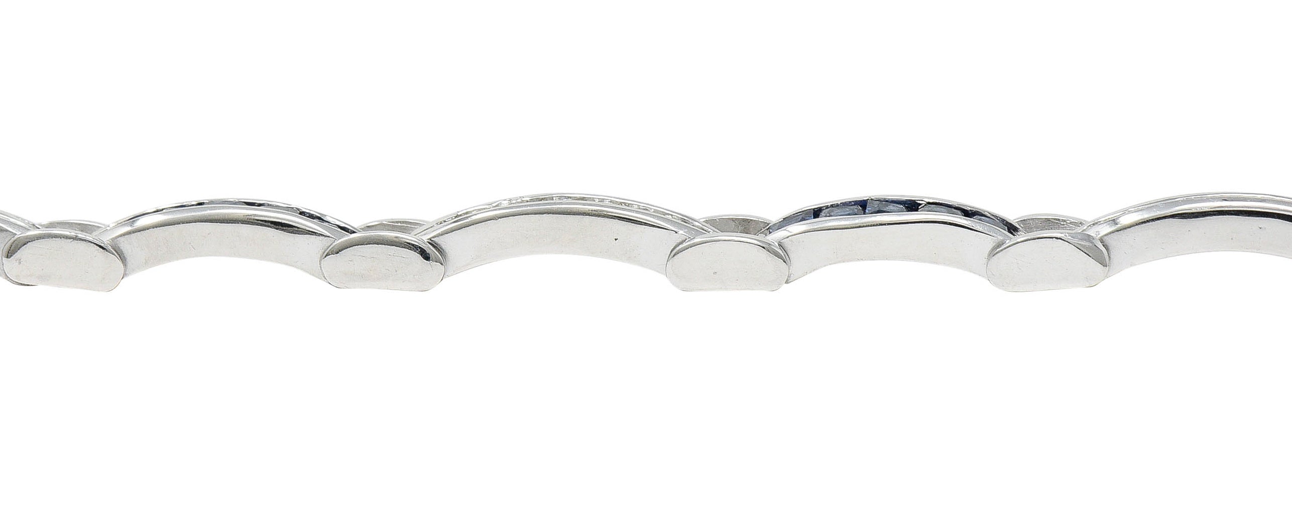 Vintage Sapphire Diamond Platinum Link Braceletbracelet - Wilson's Estate Jewelry