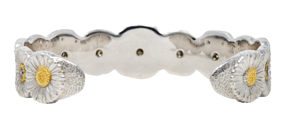 Buccellati 1.50 CTW Fancy Brown Diamond Sterling Silver Vermeil Gardenia Blossoms Cuff Braceletbracelet - Wilson's Estate Jewelry