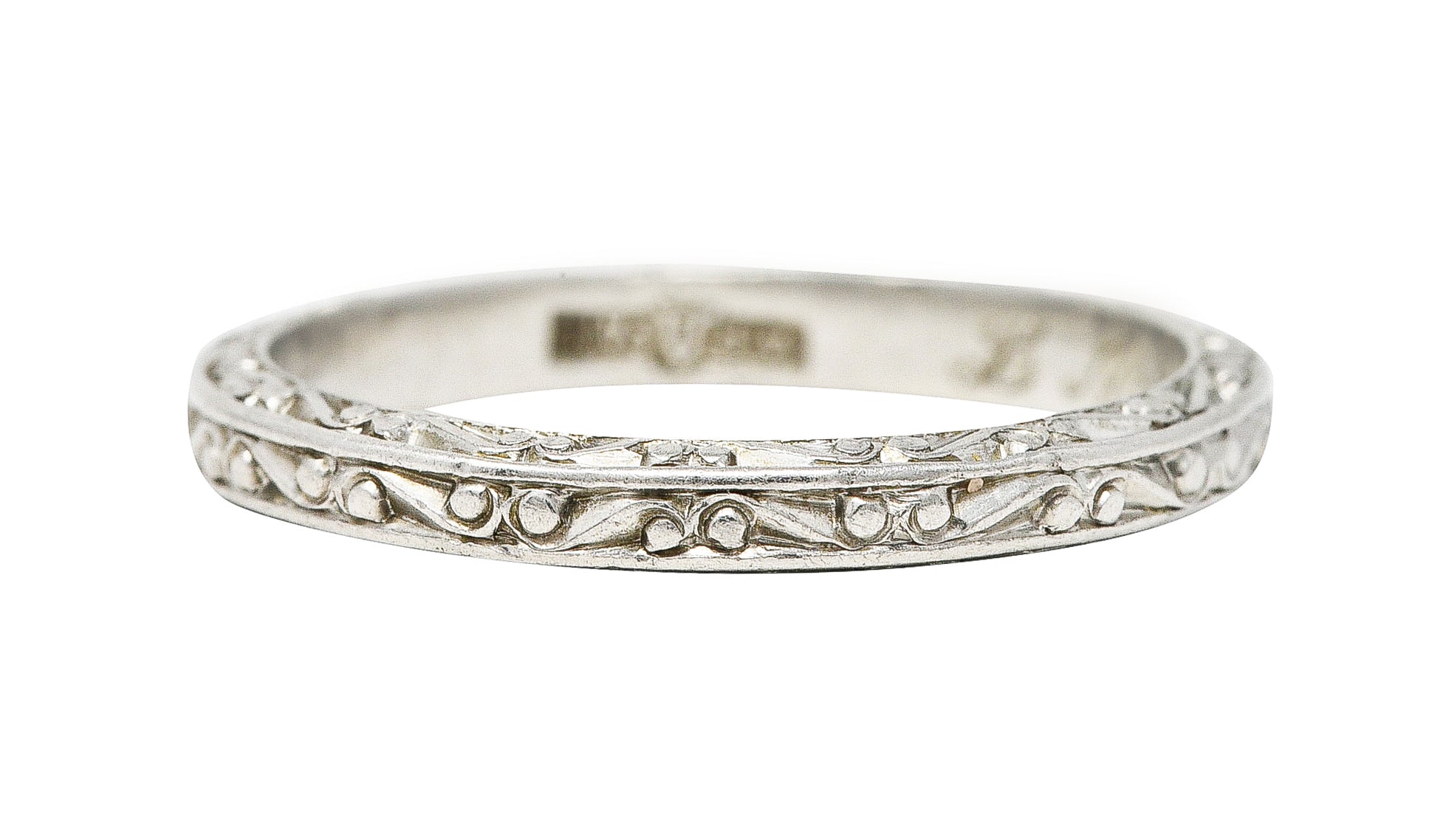 Abel Bros. 1919 Art Deco Scrolling Garland Wedding Antique Band Ring Wilson's Estate Jewelry