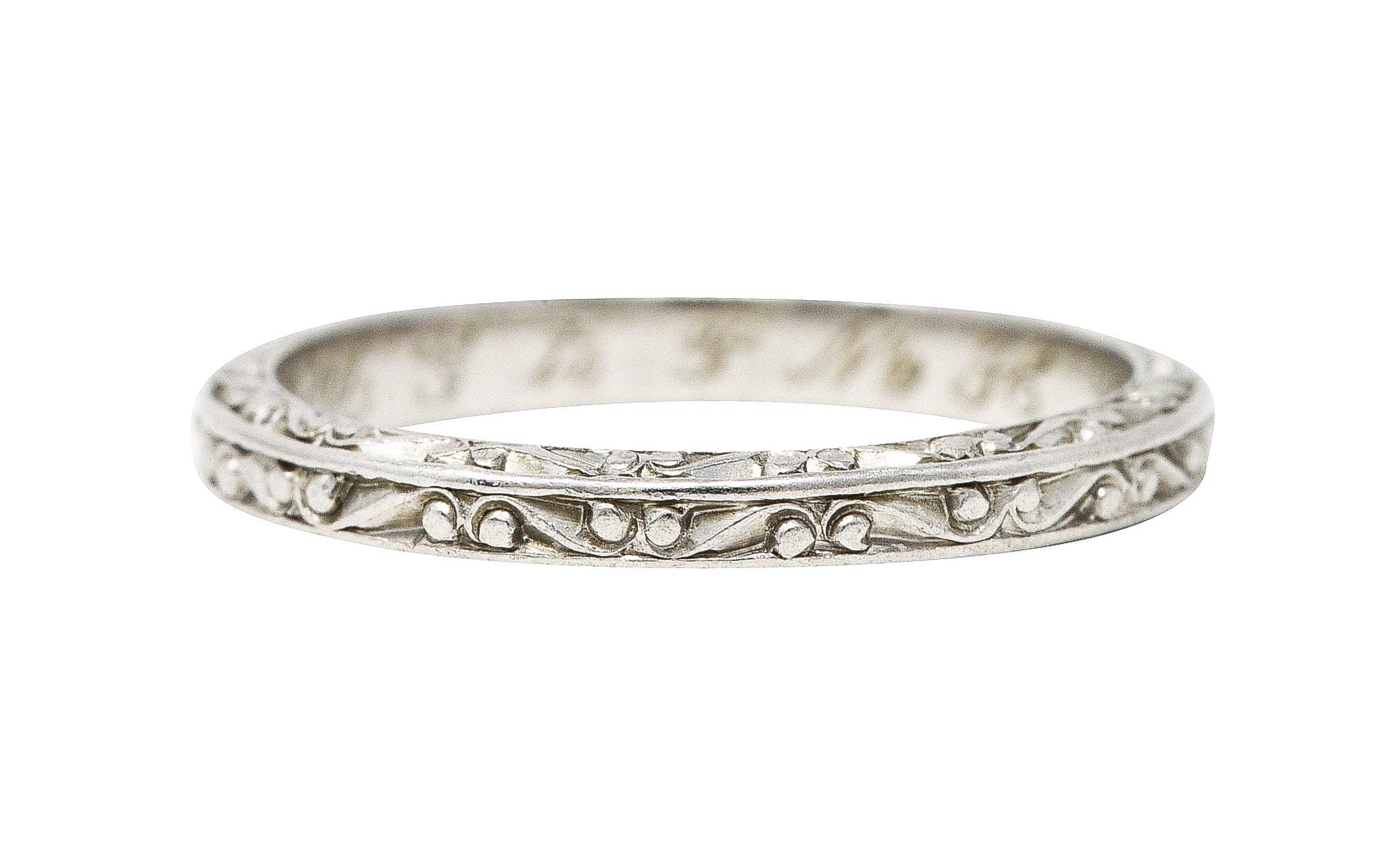 Abel Bros. 1919 Art Deco Scrolling Garland Wedding Antique Band Ring Wilson's Estate Jewelry