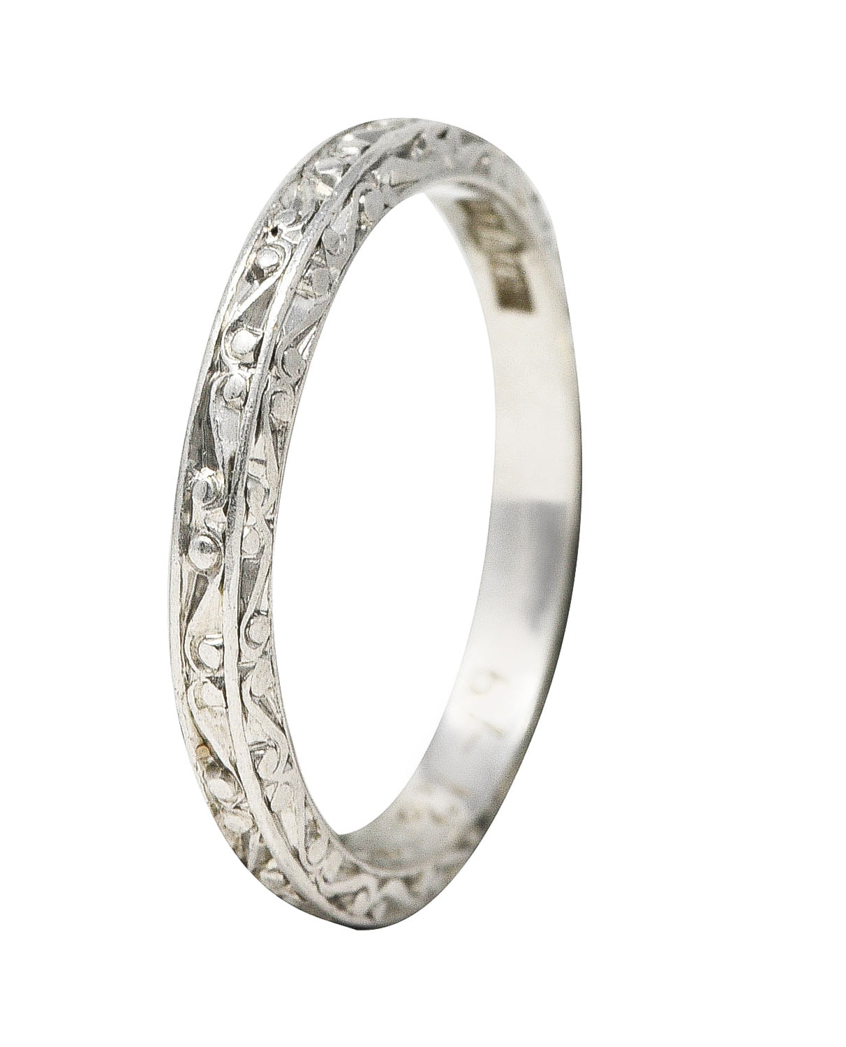 Abel Bros. 1919 Art Deco Scrolling Garland Wedding Antique Band Ring Wilson's Estate Jewelry