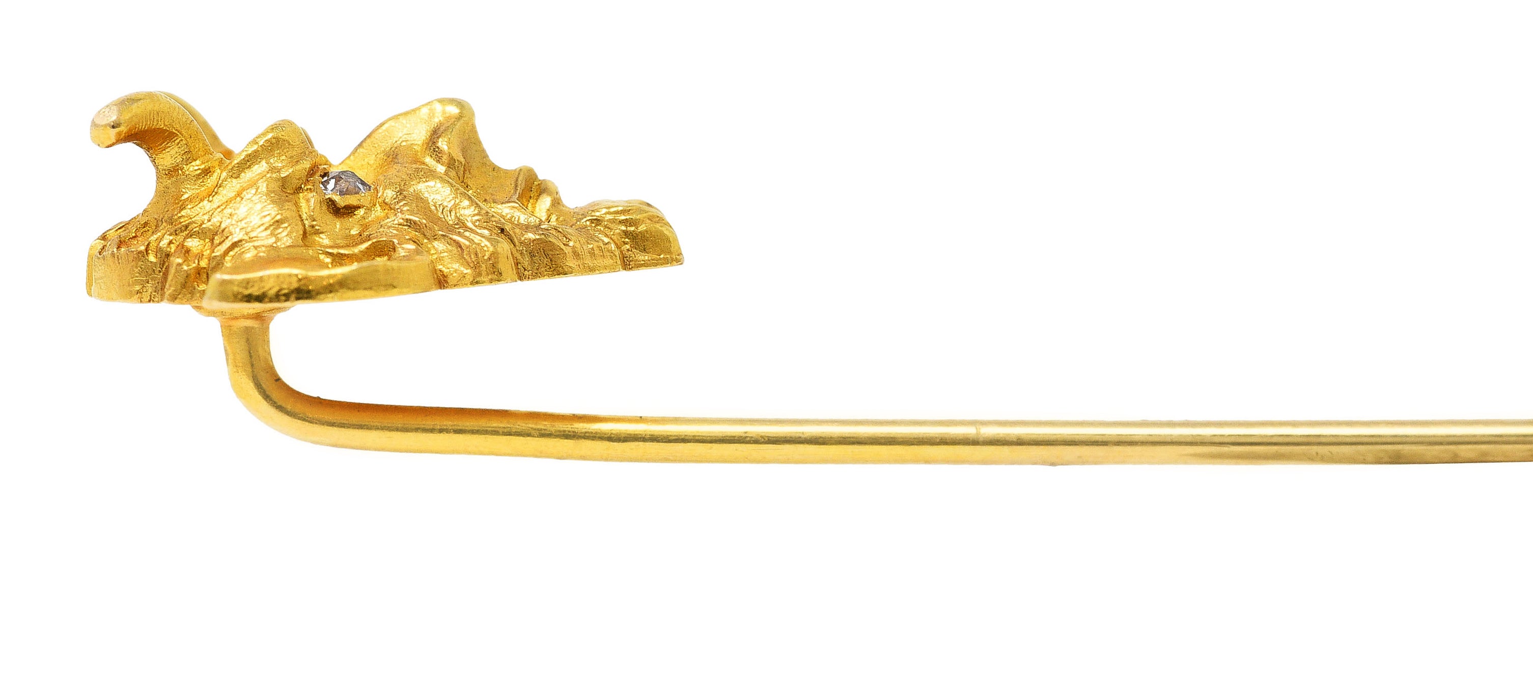 1900 Late Victorian Diamond 18 Karat Yellow Gold Devil Stickpin Wilson's Antique & Estate Jewelry