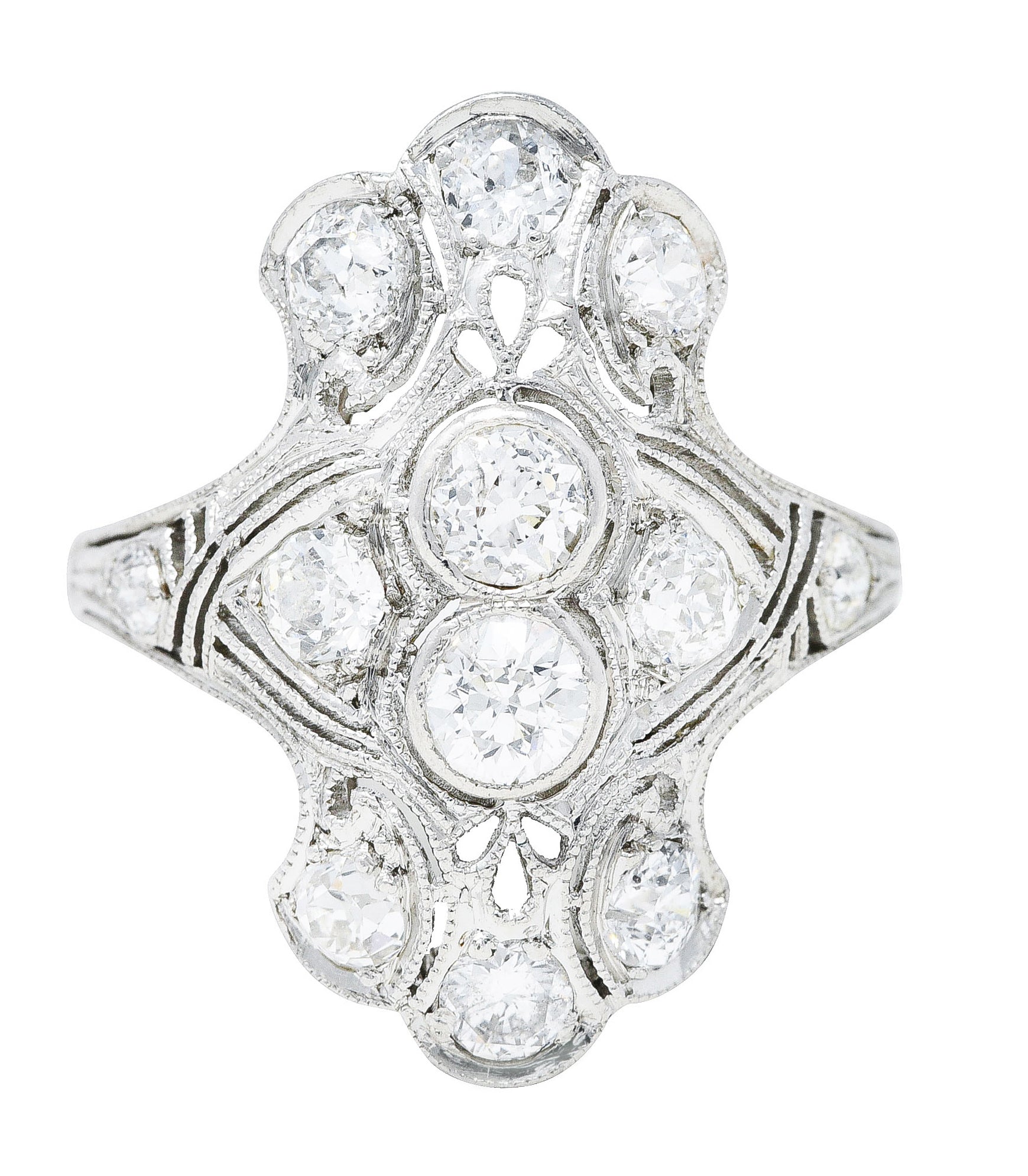 1920's Art Deco 1.50 CTW Diamond Platinum Dinner Ring Wilson's Antique & Estate Jewelry