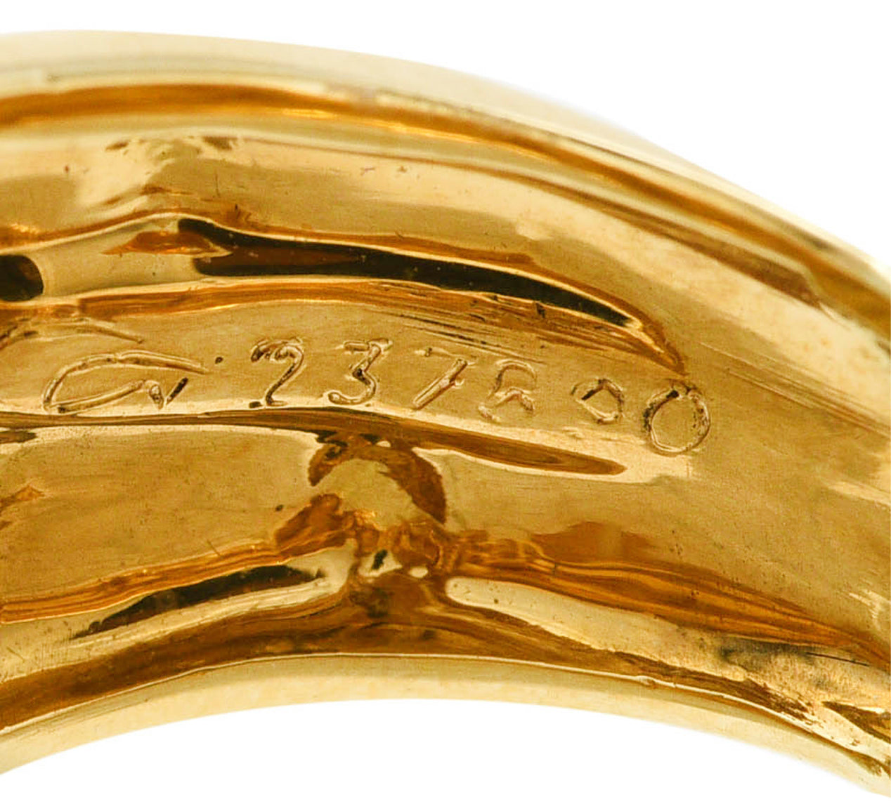 Carrera y Carrera 1990's 18 Karat Yellow Gold Repoussé Cherub Vintage Band Ring Wilson's Estate Jewelry
