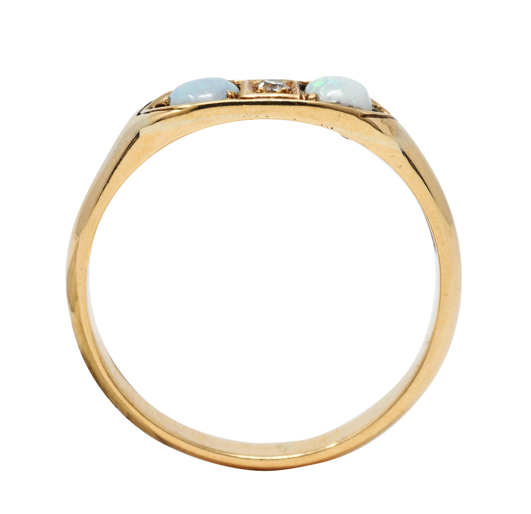 Art Deco Opal Diamond 10 Karat Gold Band RingRing - Wilson's Estate Jewelry
