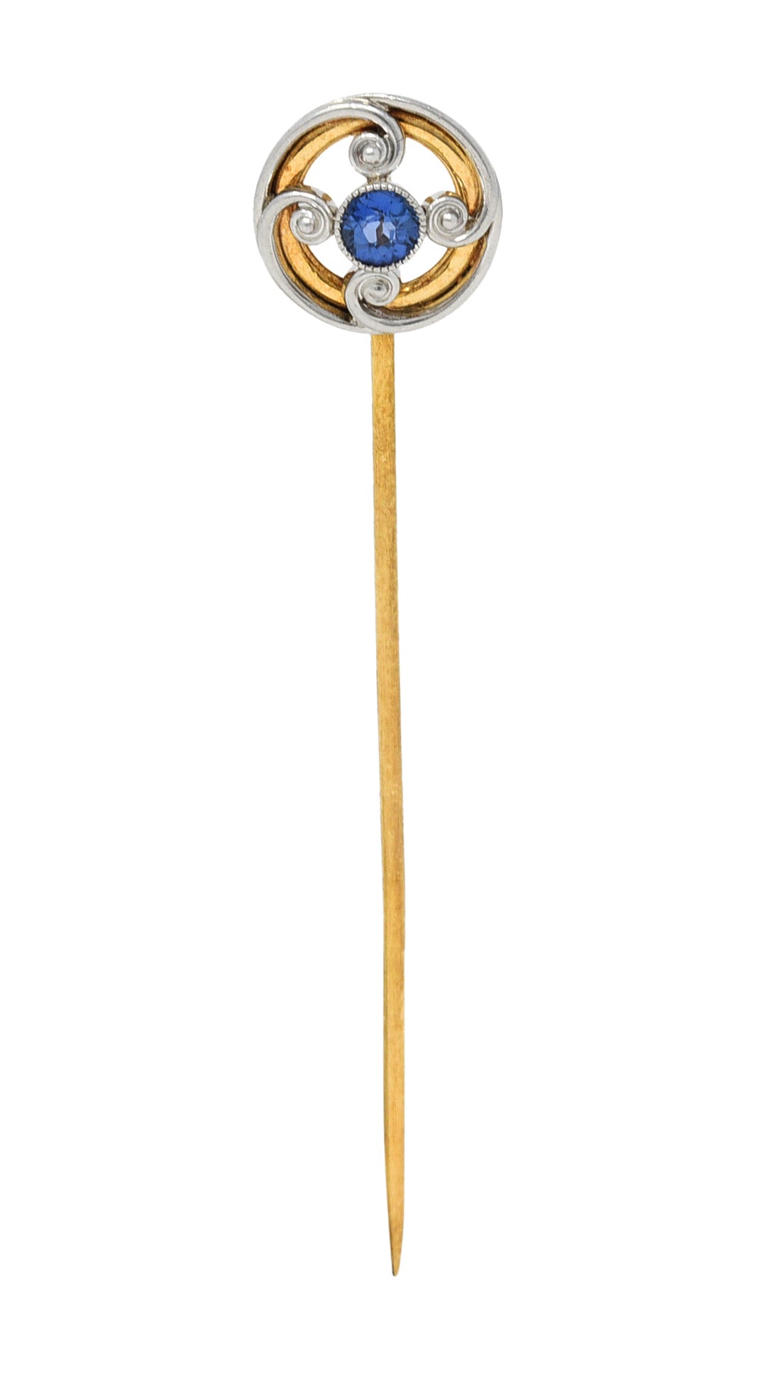 Whiteside & Blank Sapphire Platinum-Topped 14 Karat Gold StickpinStick Pin - Wilson's Estate Jewelry