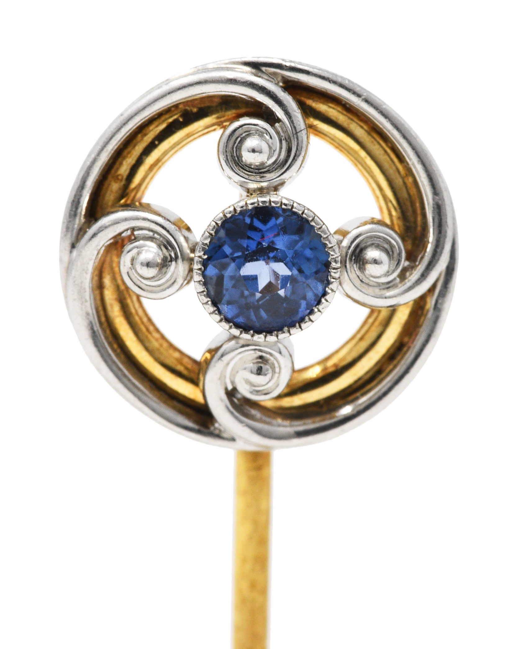 Whiteside & Blank Sapphire Platinum-Topped 14 Karat Gold StickpinStick Pin - Wilson's Estate Jewelry