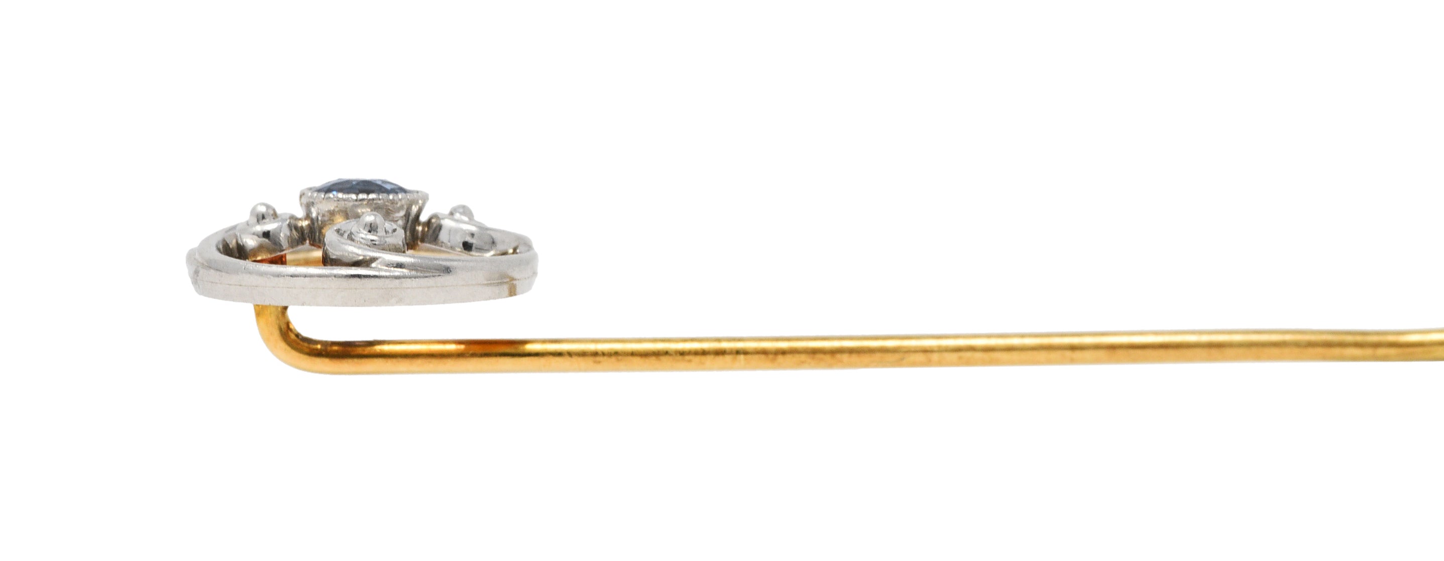 Whiteside & Blank Sapphire Platinum-Topped 14 Karat Gold StickpinStick Pin - Wilson's Estate Jewelry