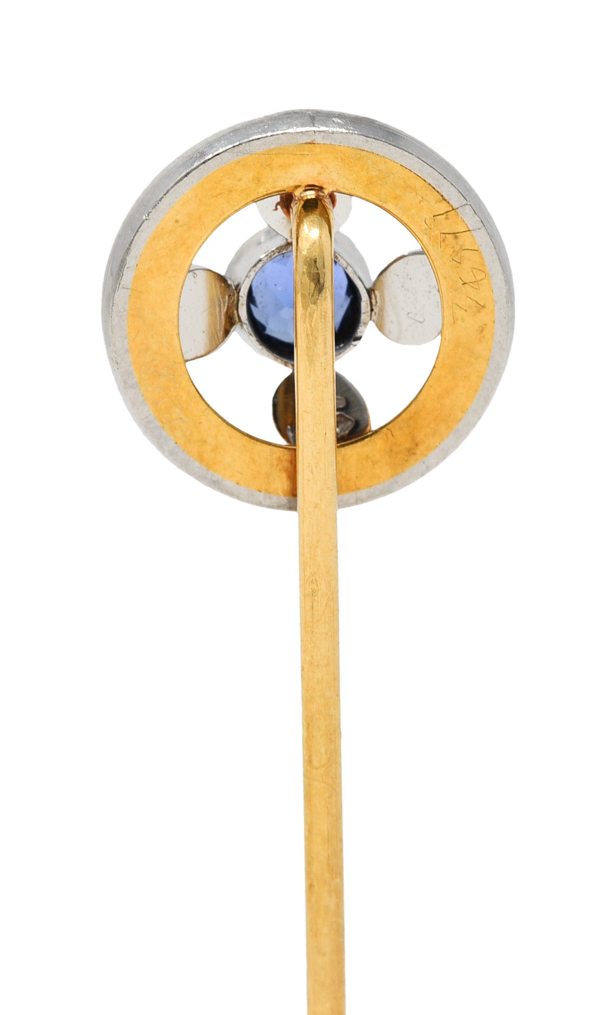 Whiteside & Blank Sapphire Platinum-Topped 14 Karat Gold StickpinStick Pin - Wilson's Estate Jewelry