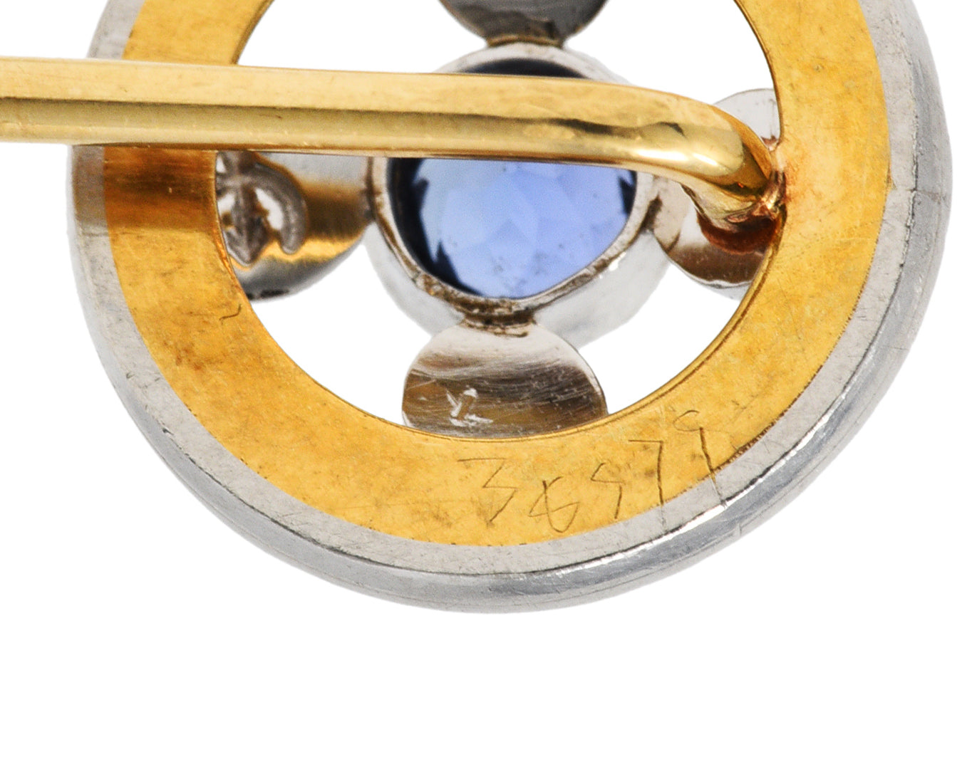 Whiteside & Blank Sapphire Platinum-Topped 14 Karat Gold StickpinStick Pin - Wilson's Estate Jewelry
