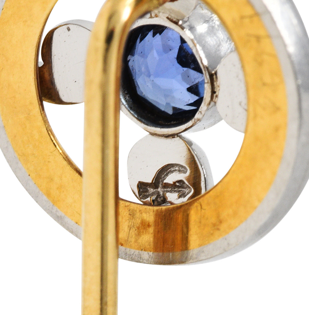 Whiteside & Blank Sapphire Platinum-Topped 14 Karat Gold StickpinStick Pin - Wilson's Estate Jewelry
