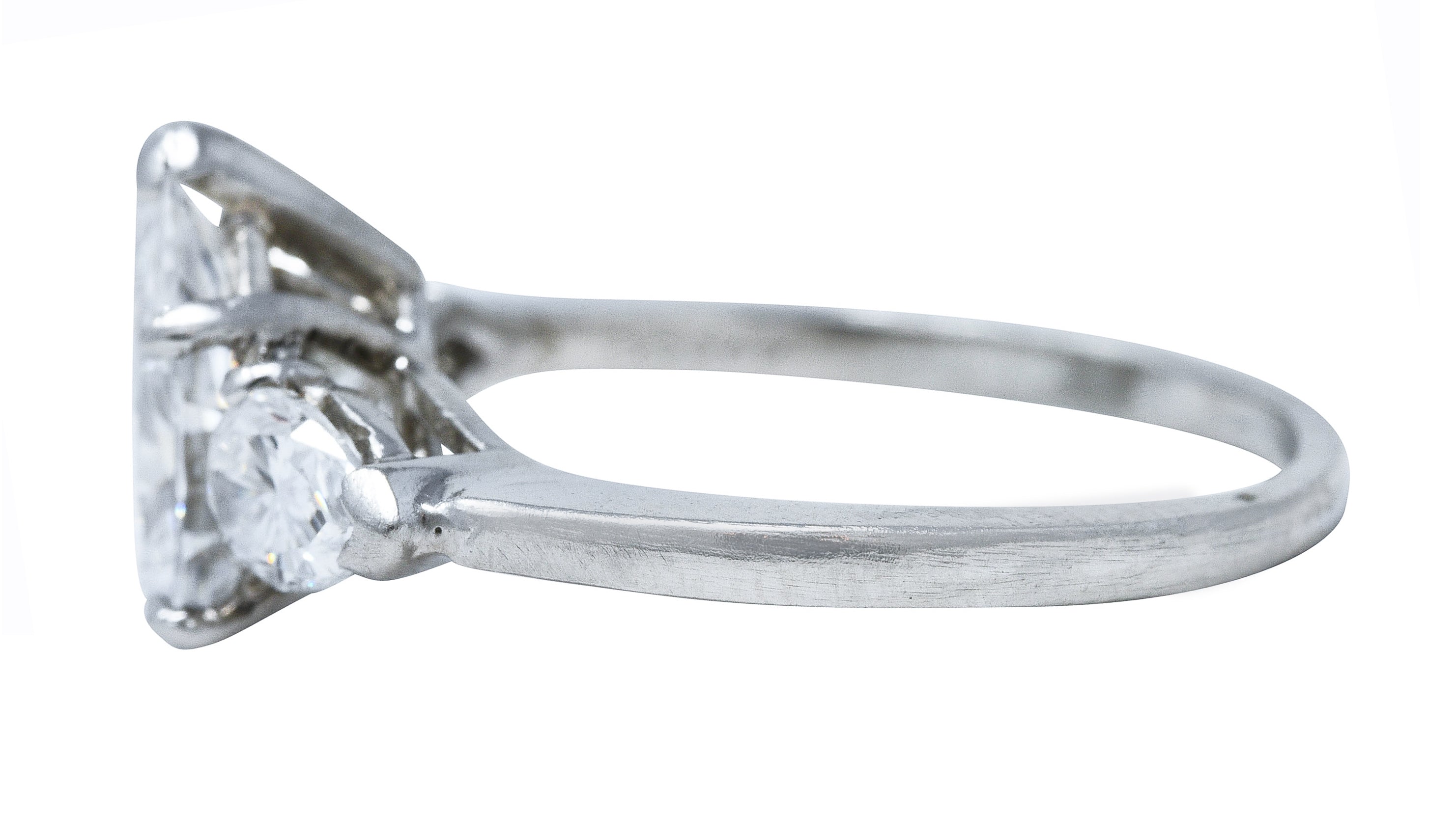 Cartier Mid-Century 2.06 CTW Diamond Platinum Pear Three Stone Engagement Ring Wilson's Estate Jewelry